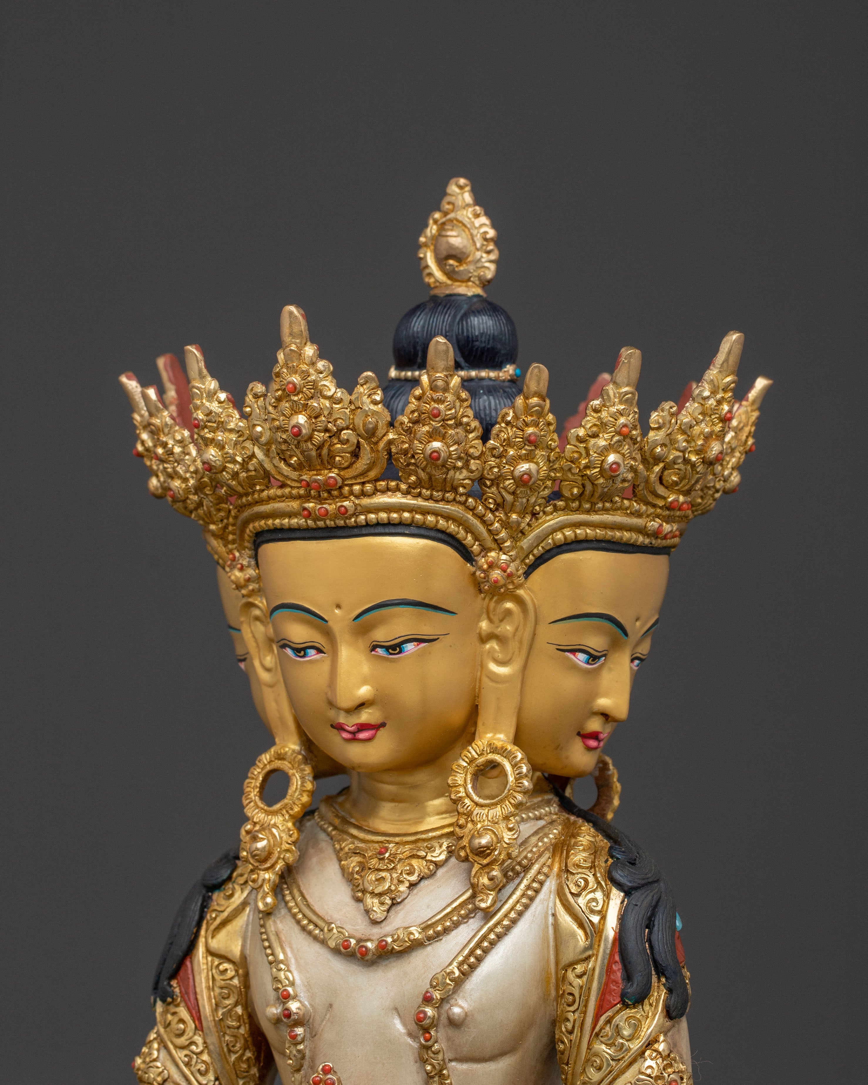 Handcrafted Vairocana Statue – 24K Gilded Copper