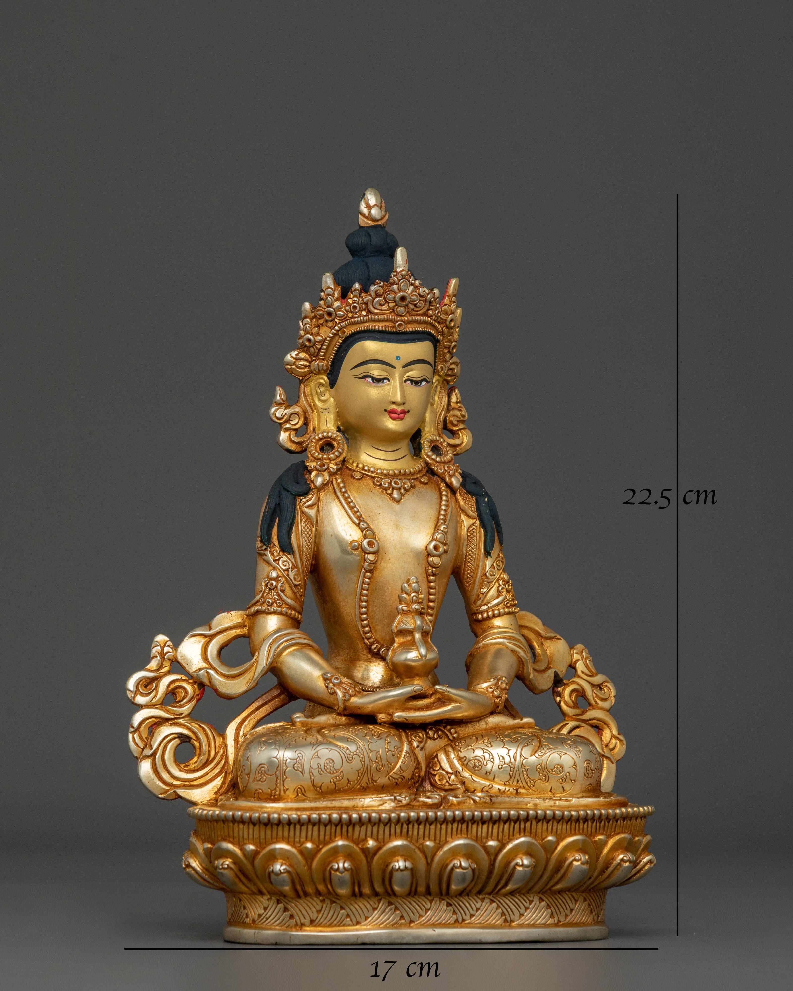 Long Life Deity Amitayus Statue – Serene Gilded Copper