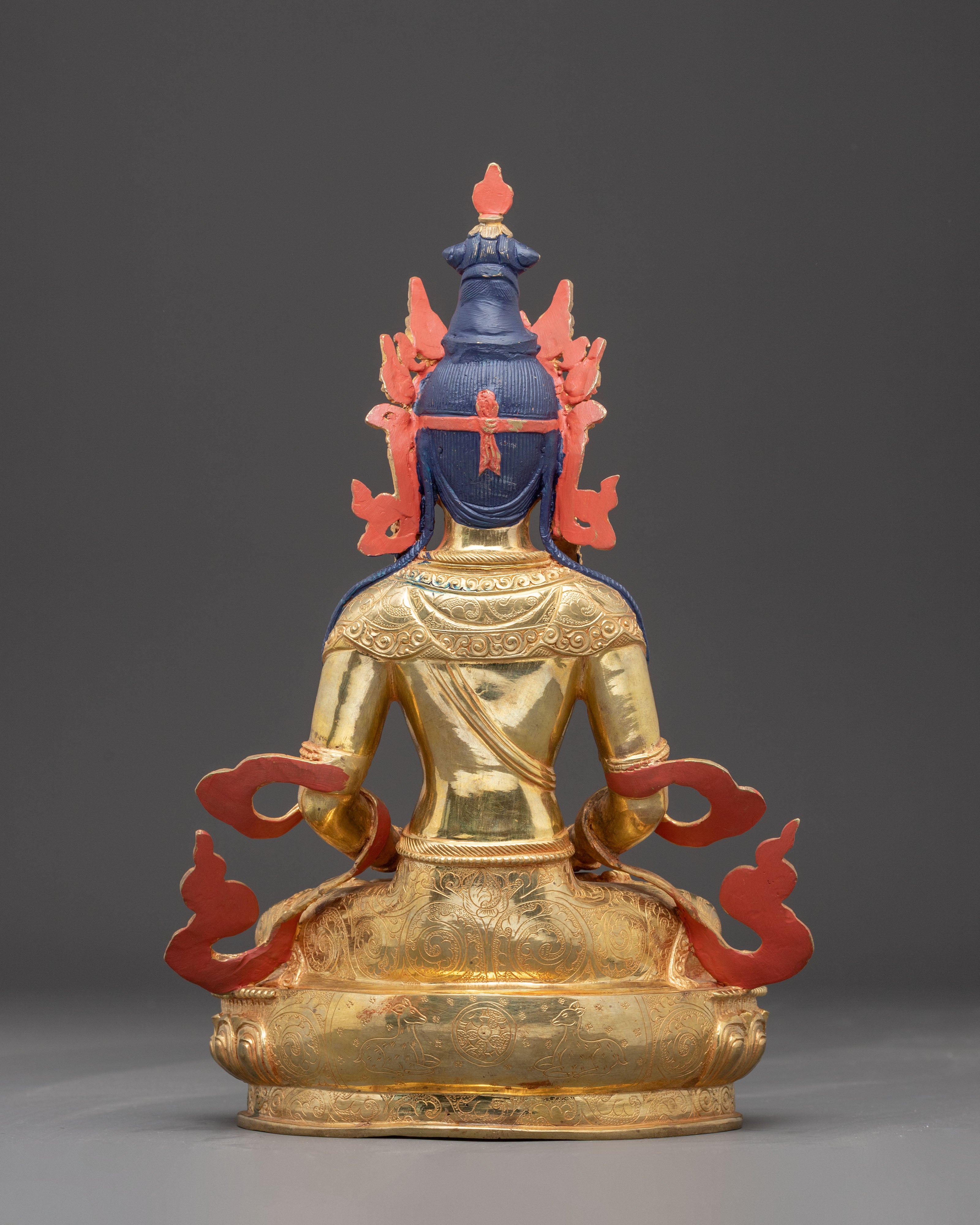 Handcrafted Nepalese Amitayus Golden Statue | Symbol of Longevity