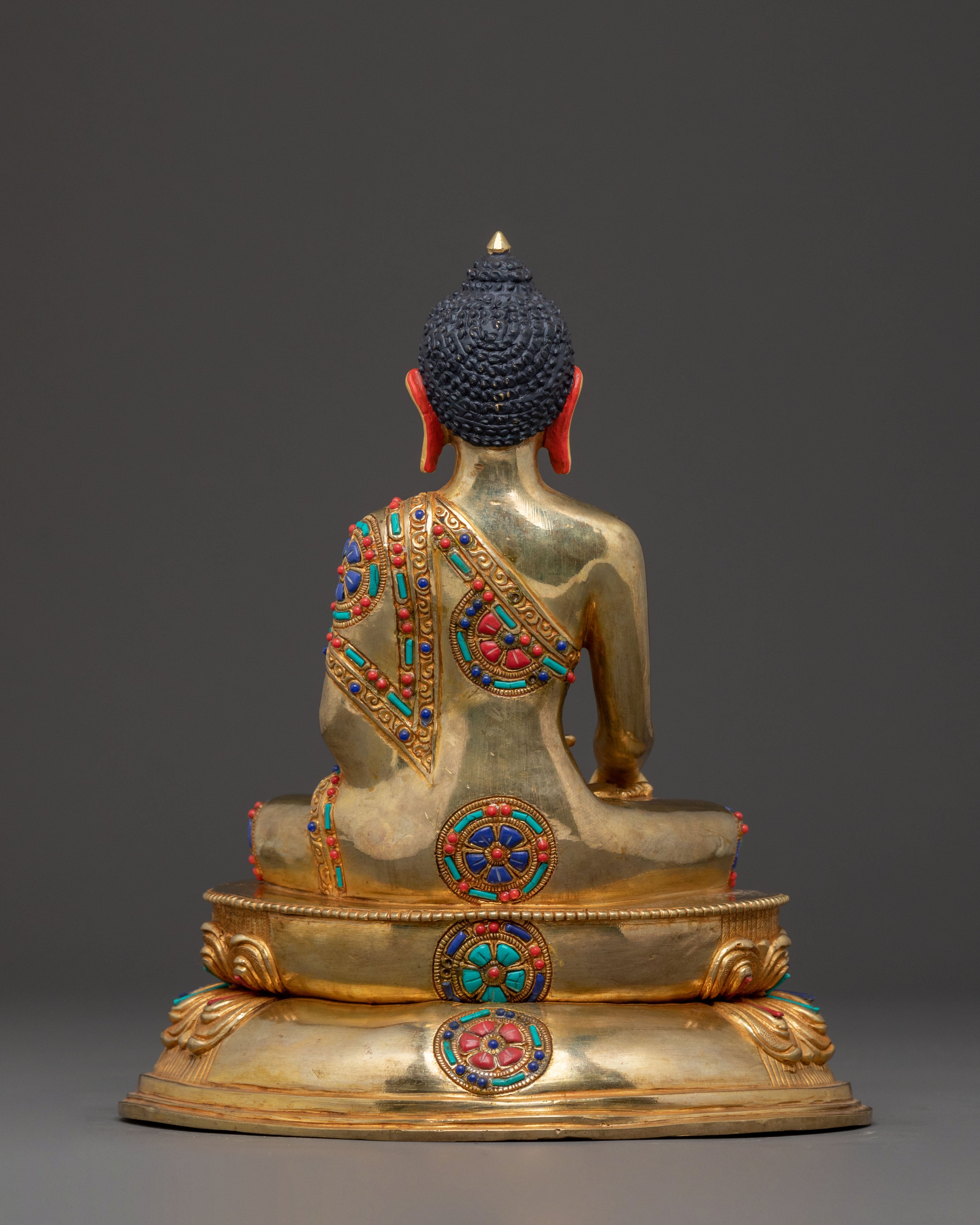Statue of Enlightened Shakyamuni Buddha: Hand-Gilded Copper Art