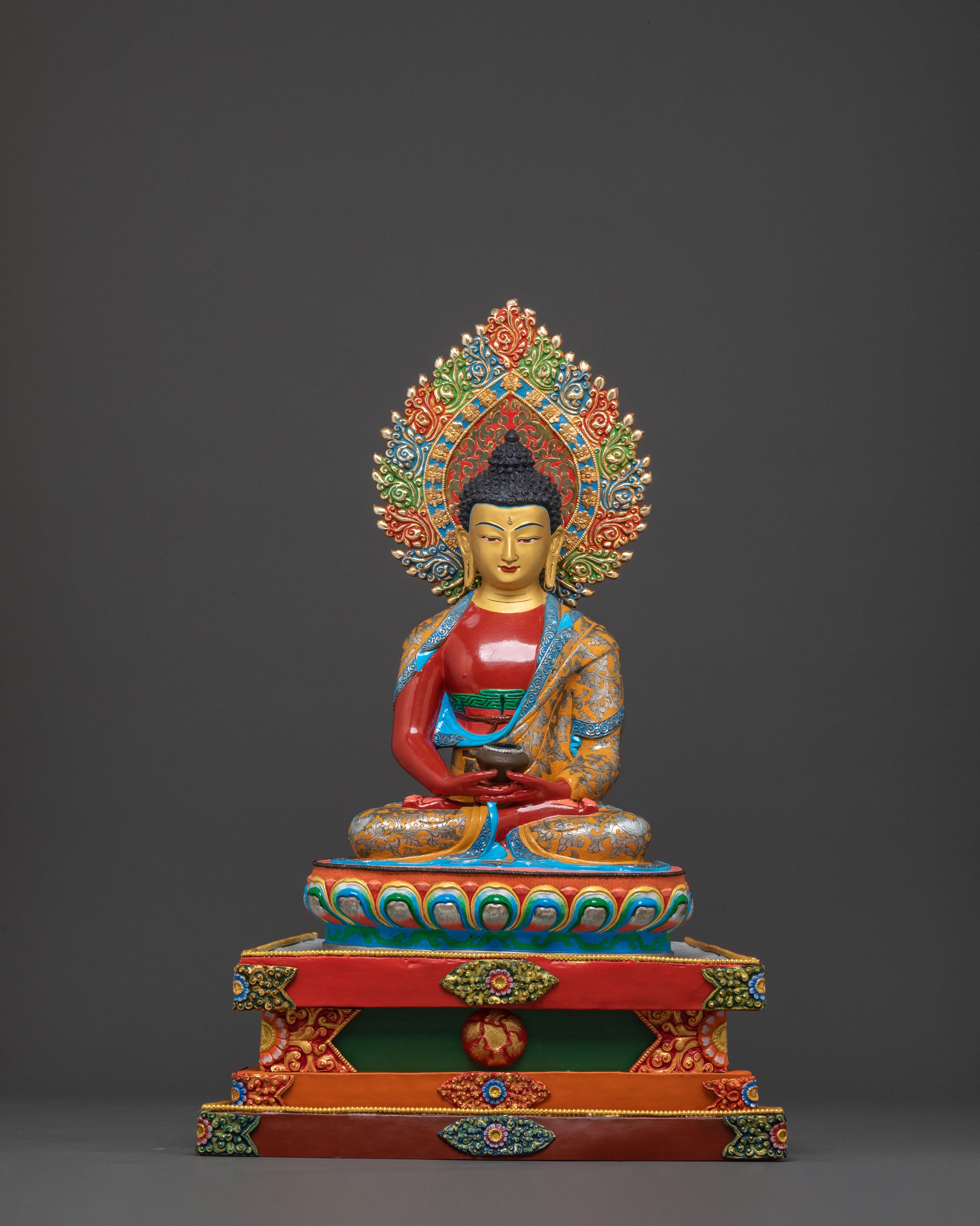 Amitabha Buddha On Throne | Radiant 24K Gold Glided