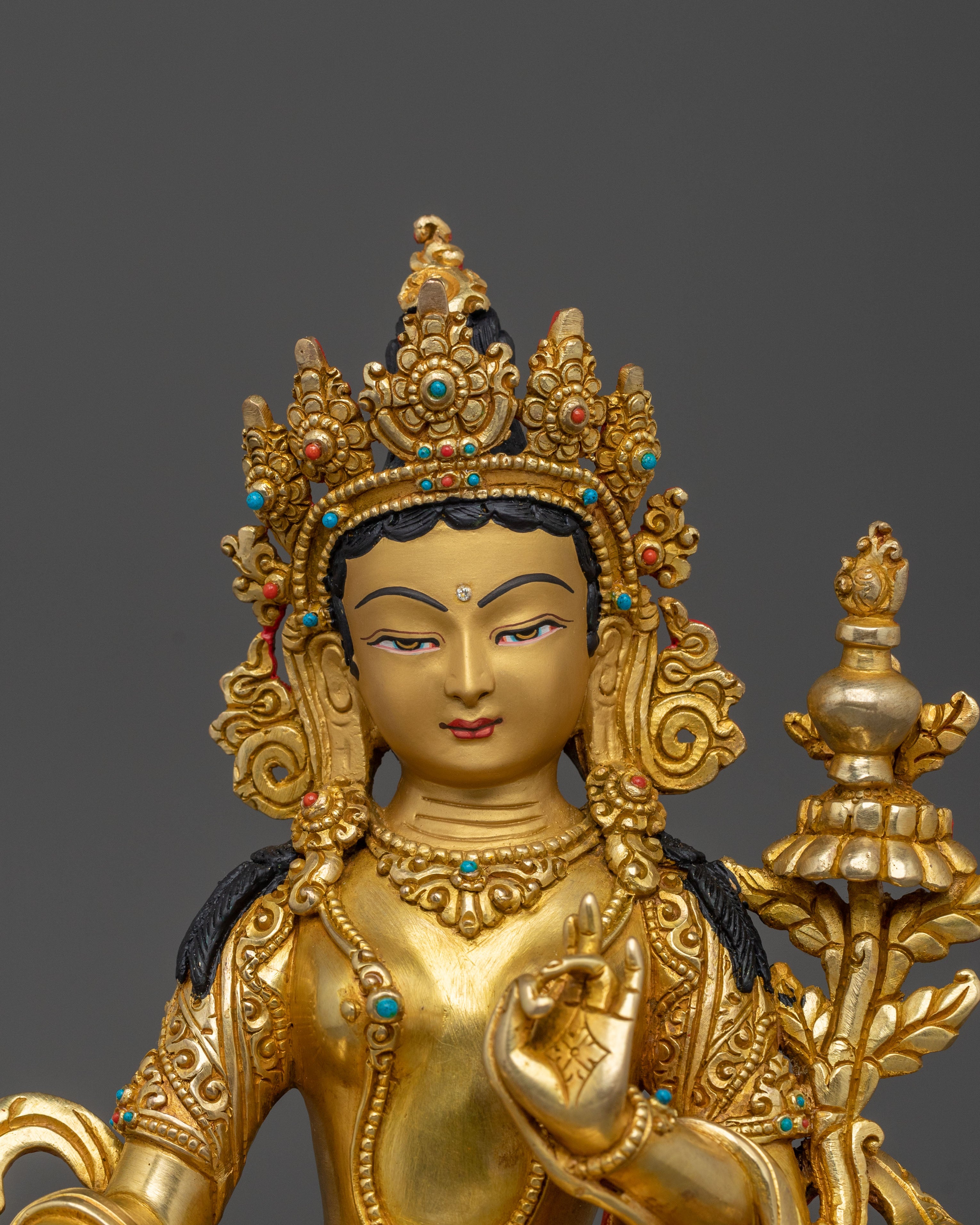 Traditional Tibetan 21 Tara Sculptures | 24K Gold Gilded Sacred Set