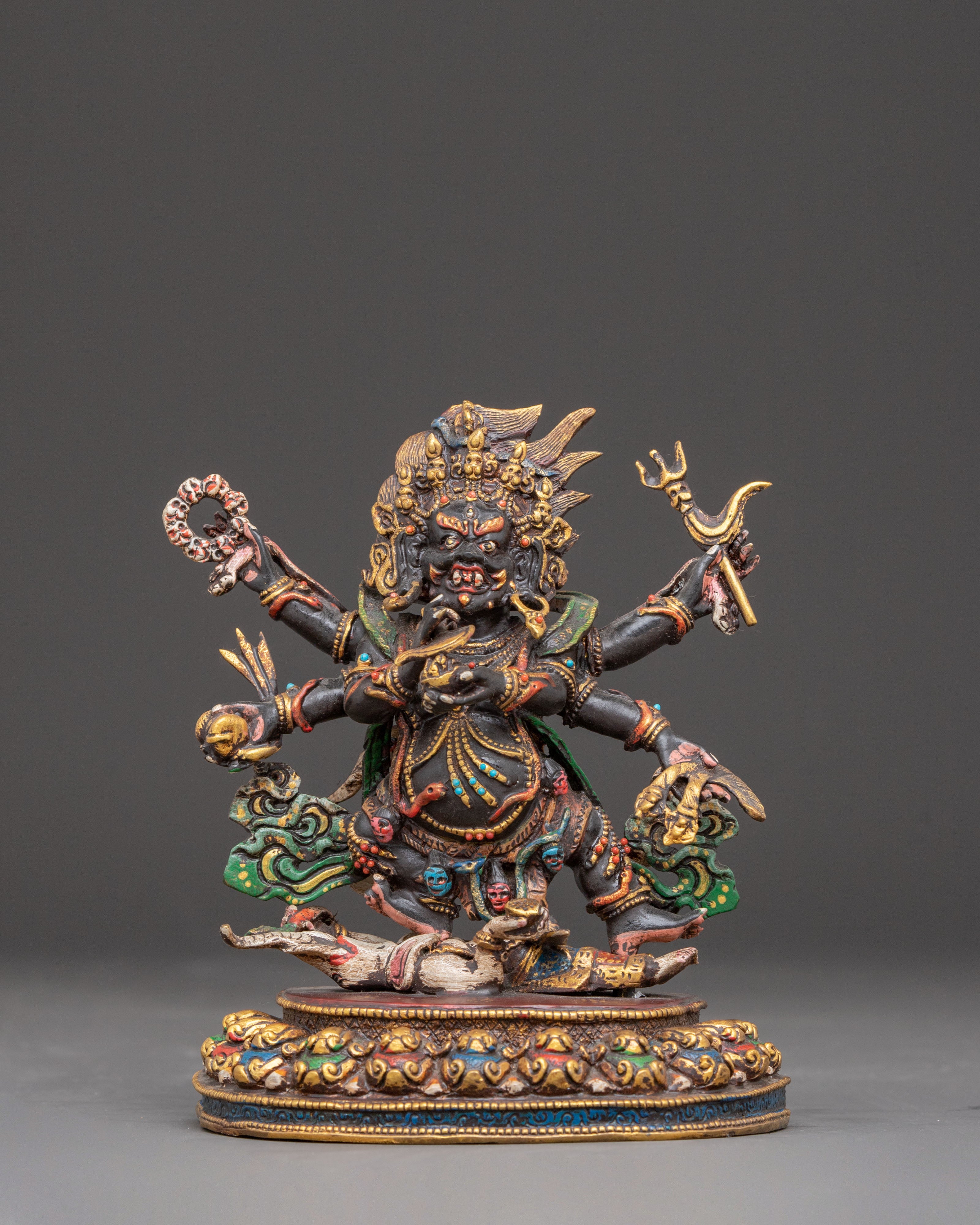 Golden Sculpture of Six-Armed Mahakala