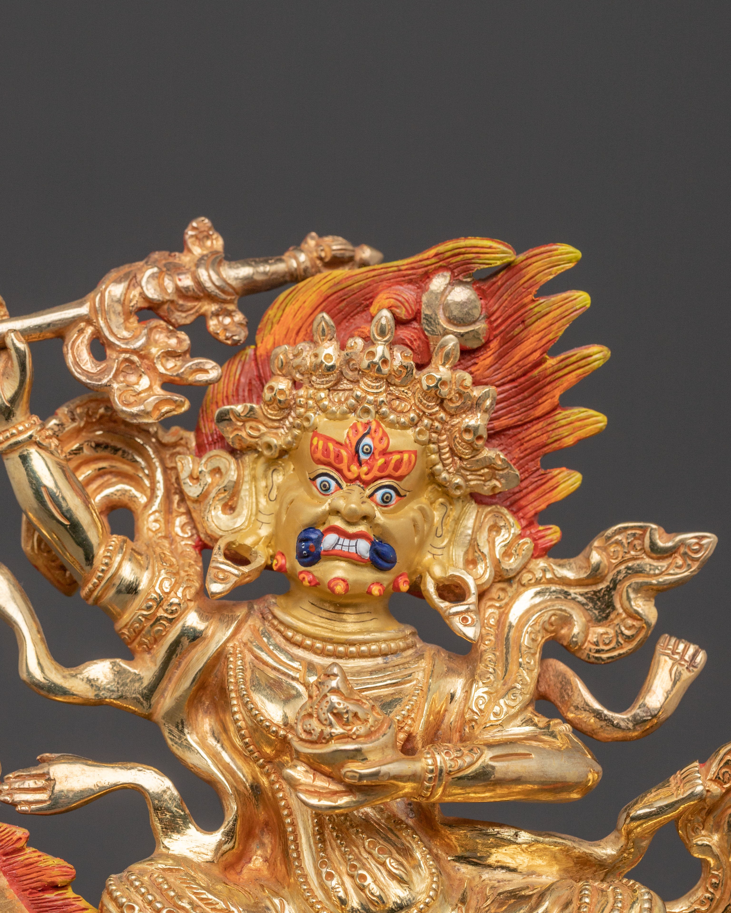 Palden Lhamo Wrathful Statue – Hand-Gilded Copper Art