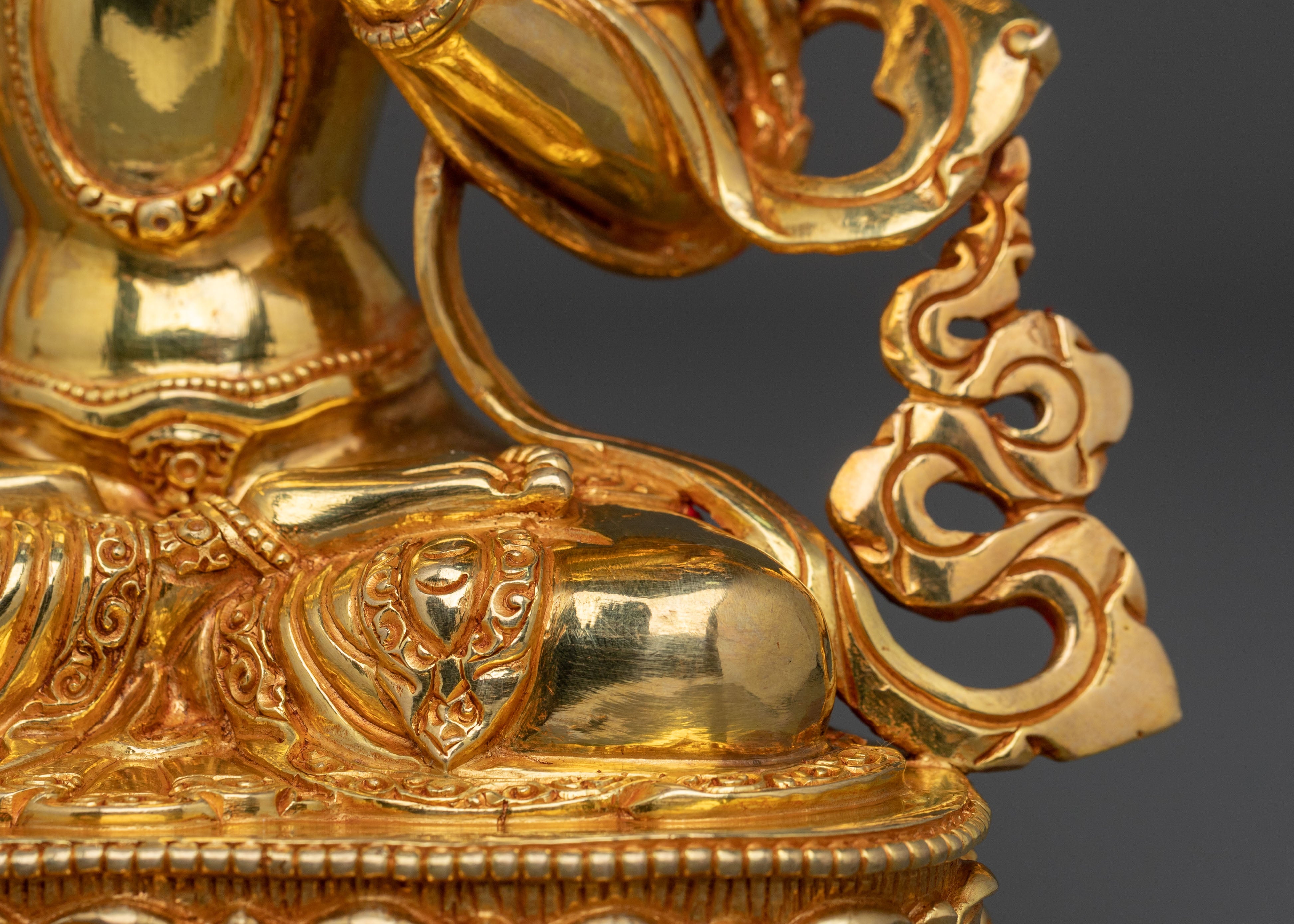 manjughoṣa sacred sculpture with 24K Gold Gilding