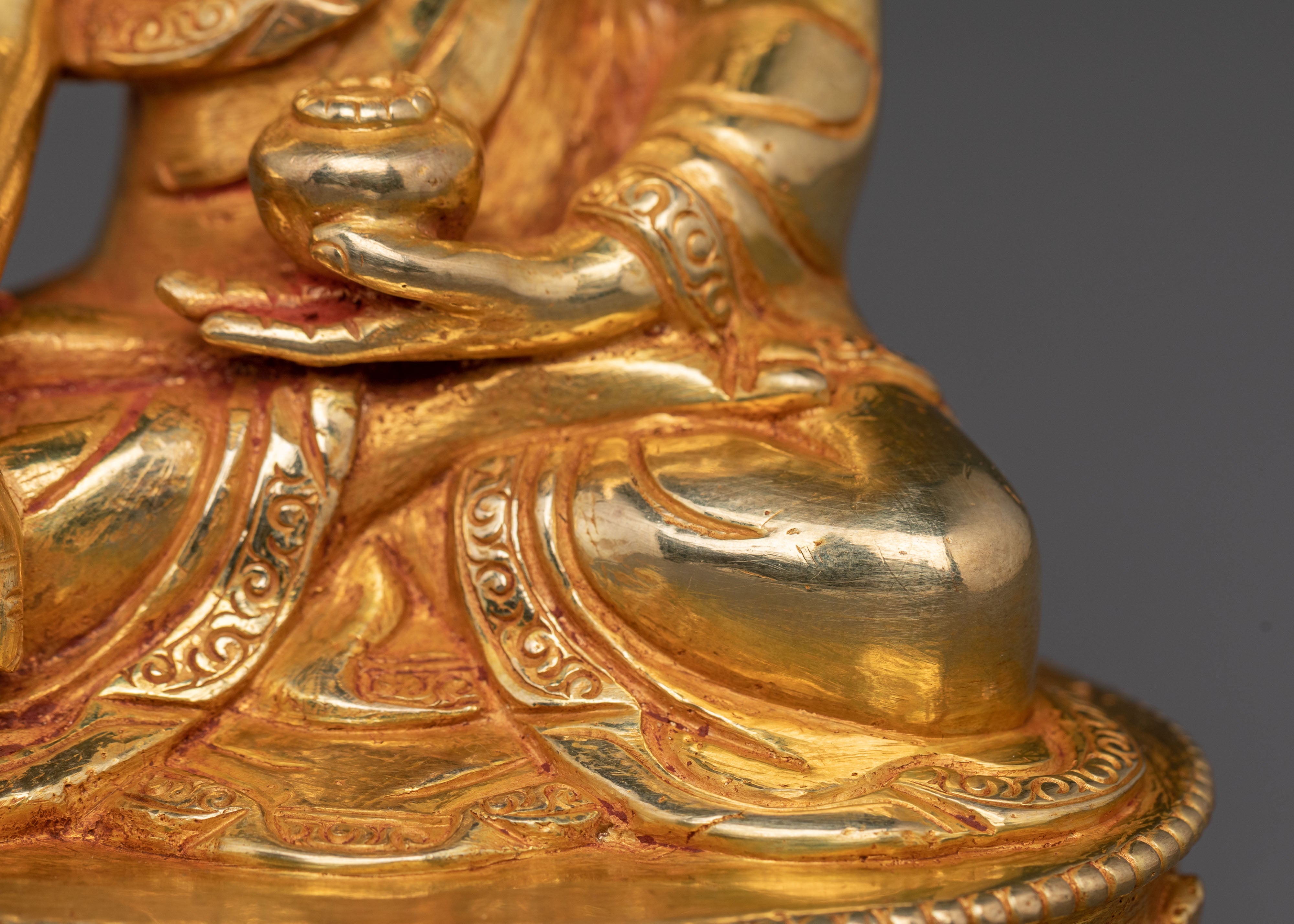 Sacred Shakyamuni Buddha Handcrafted Statue – 24K Gilded Copper