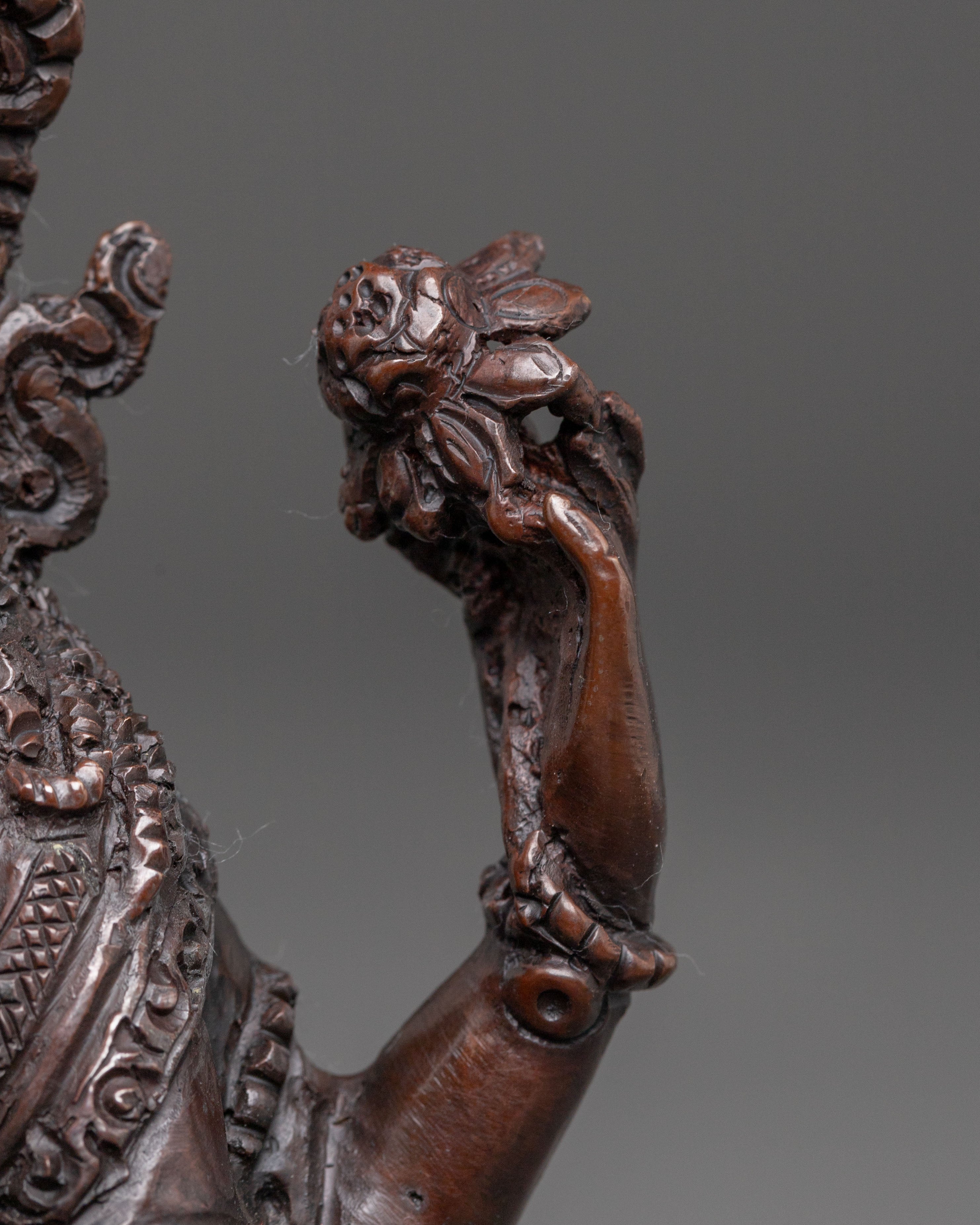 Handcrafted Chenrezig Oxidized Copper Statue | Meditation Altar Decor