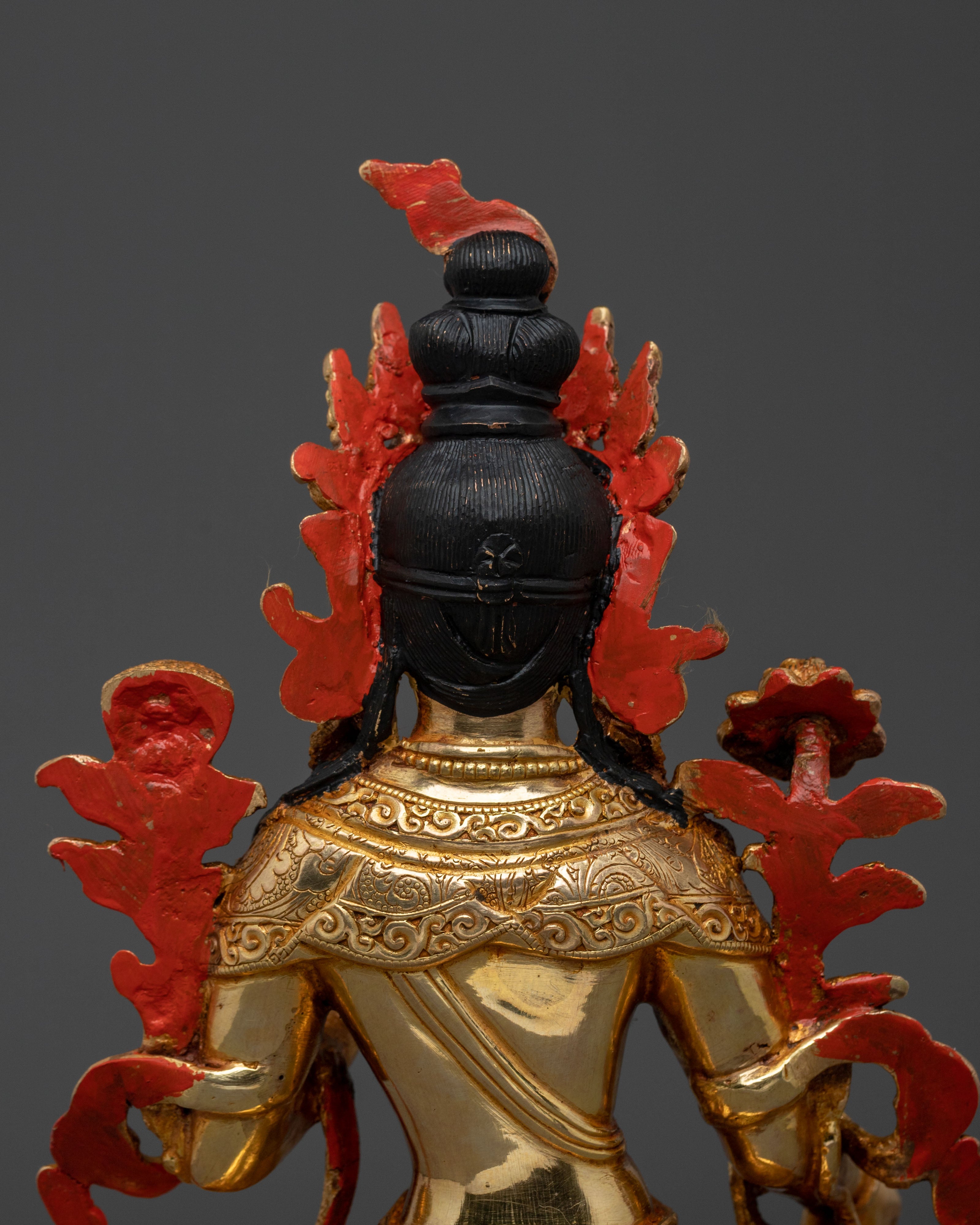 White Tara Peaceful Statue: Serene Gold-Gilded Copper