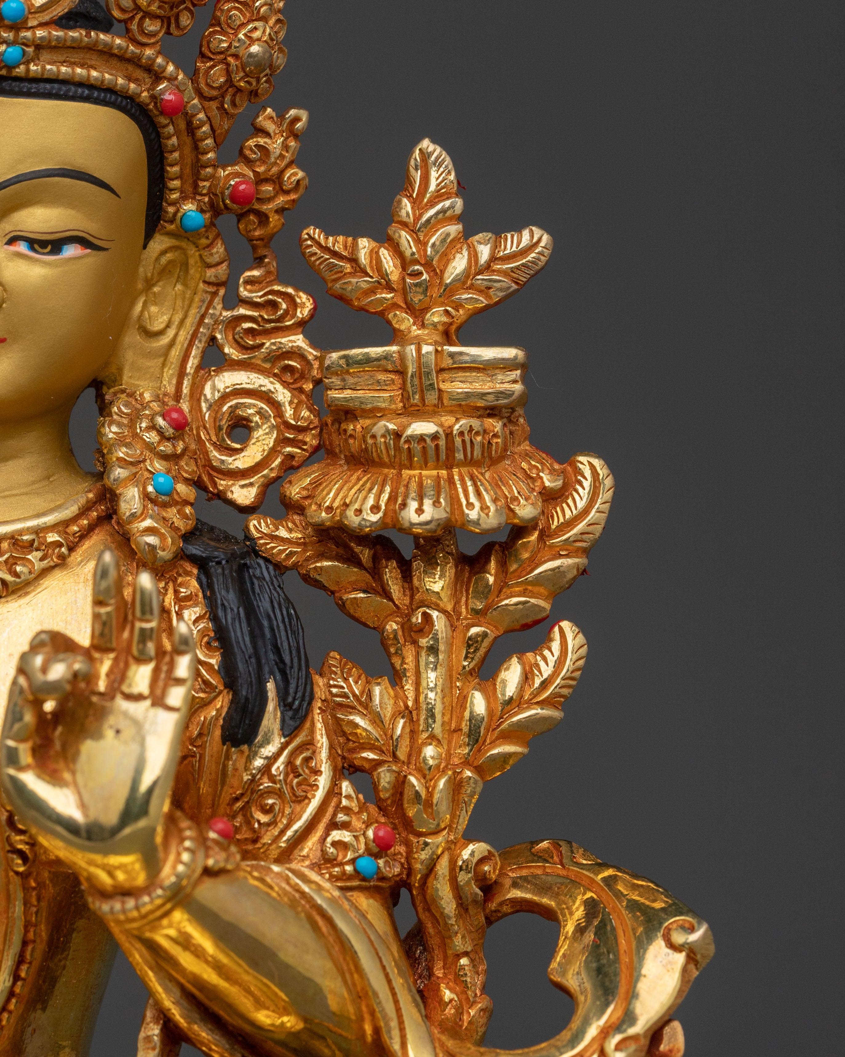 manjughoṣa sacred sculpture with 24K Gold Gilding