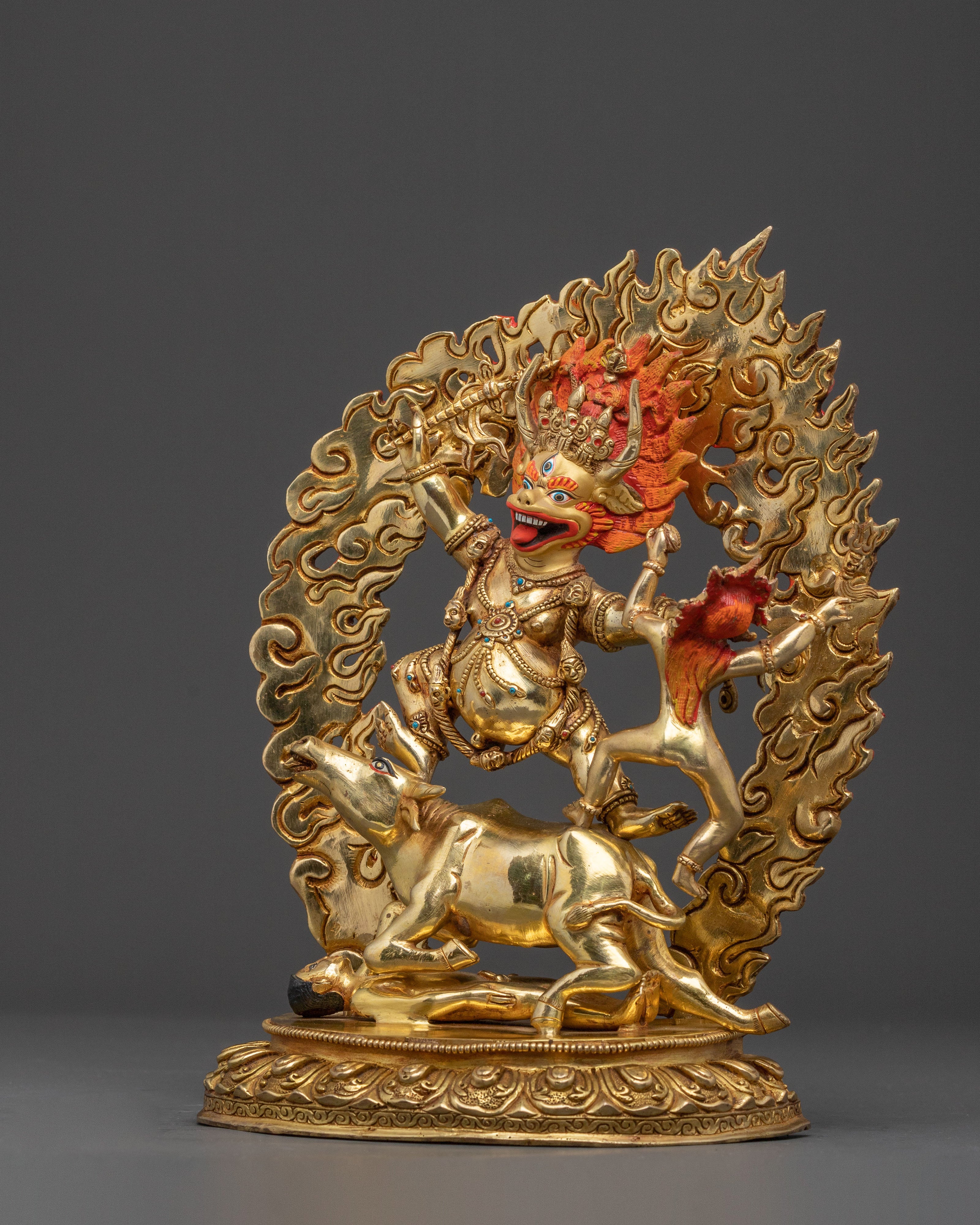 Majestic 24K Gold Gilded Statue of Yamantaka