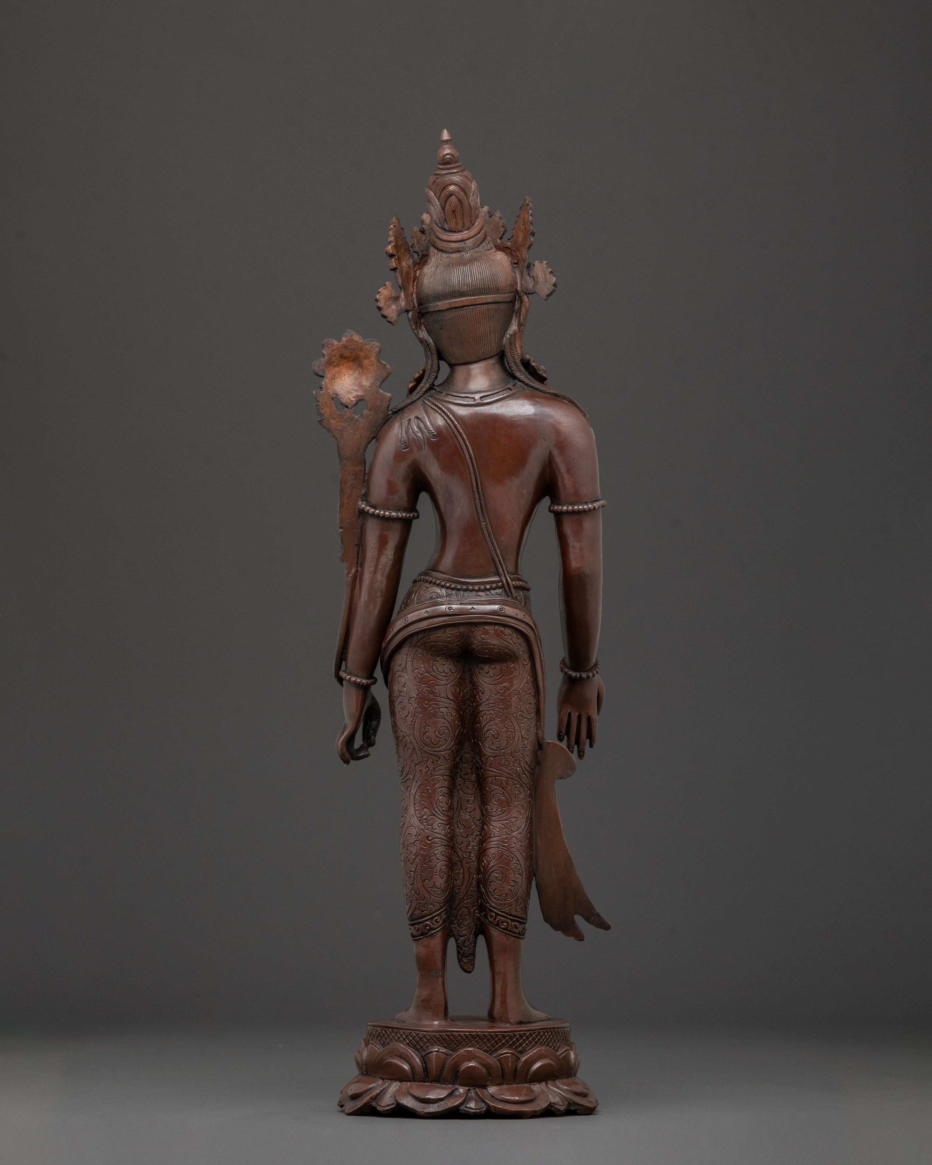 Oxidized Copper Lokeshwara Padmapani Statue of Compassion