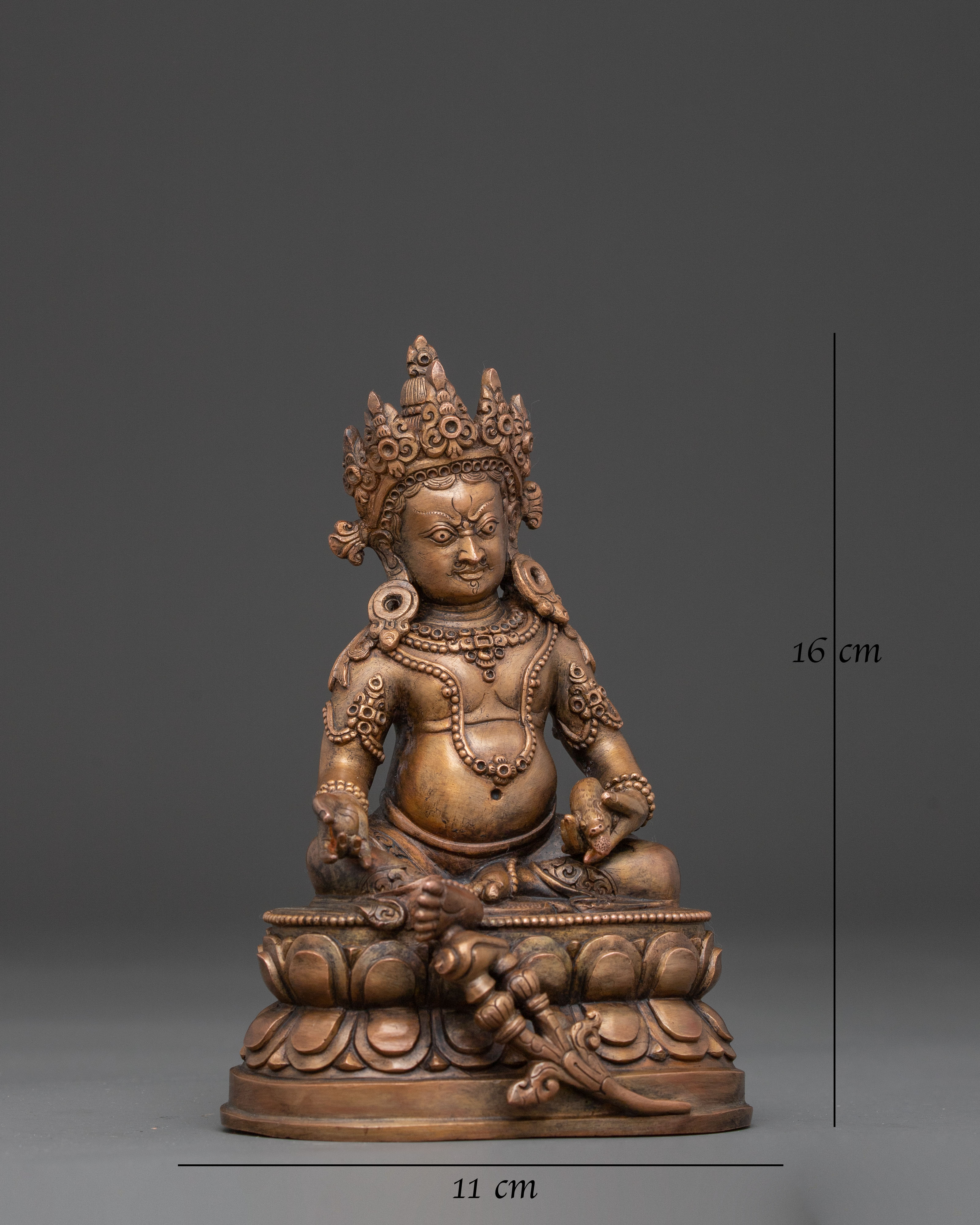 Traditional Buddhist Deity Dzambhala Copper Statue | Guardian of Wealth