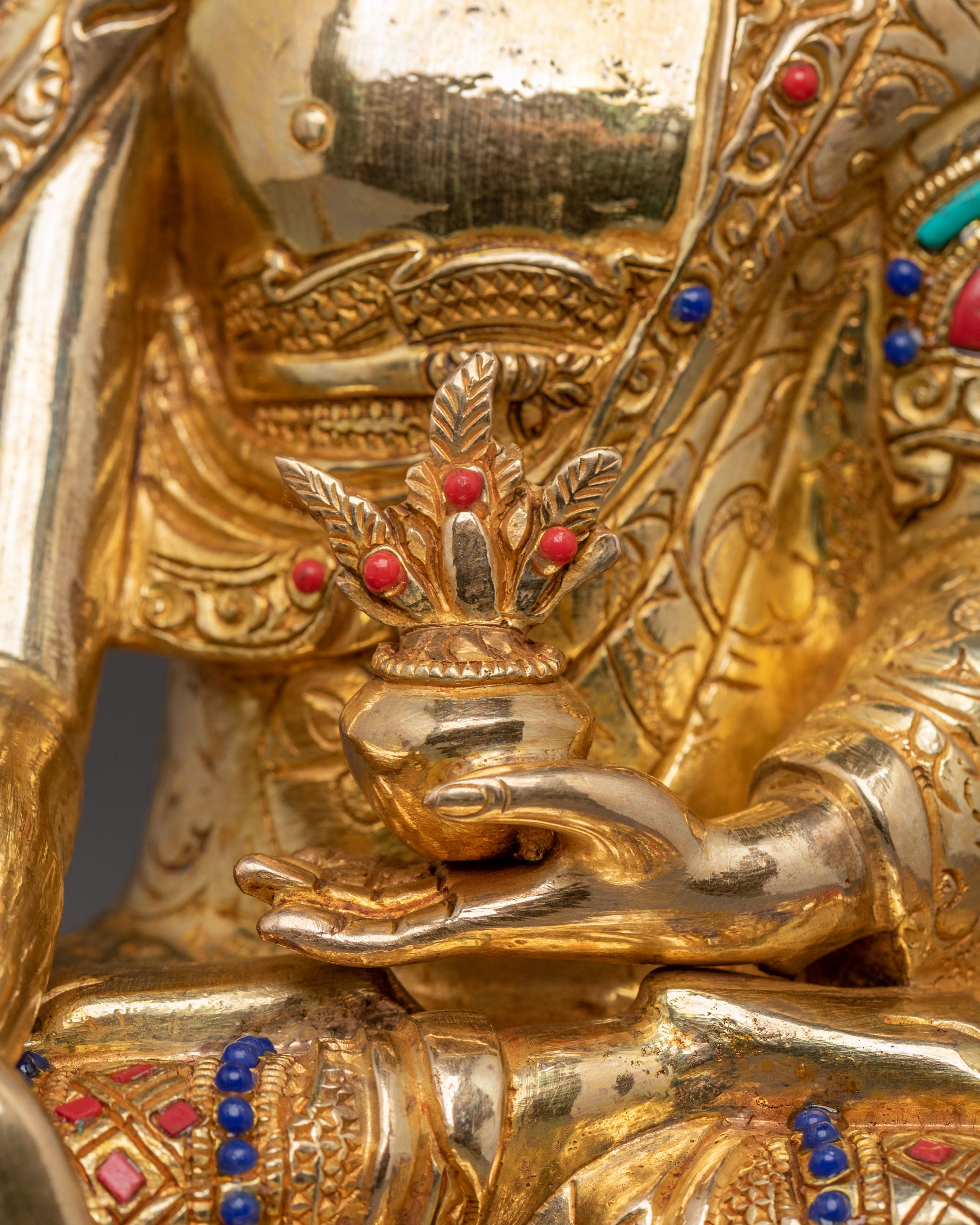 Handcrafted Medicine Buddha Blessing Statue - Gilded Copper Statue