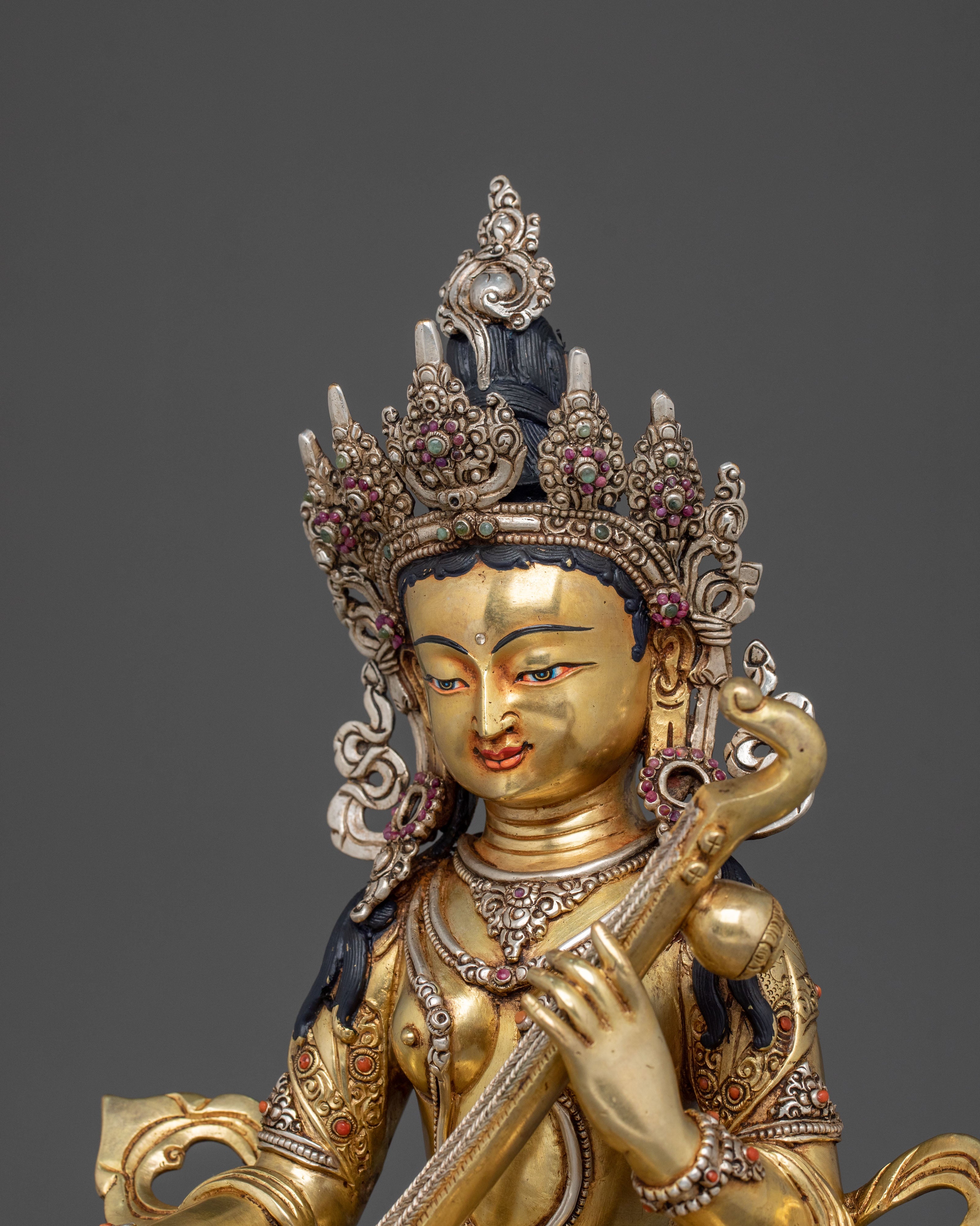 Saraswati Statue | 24K Gold Gilded Goddess of Wisdom