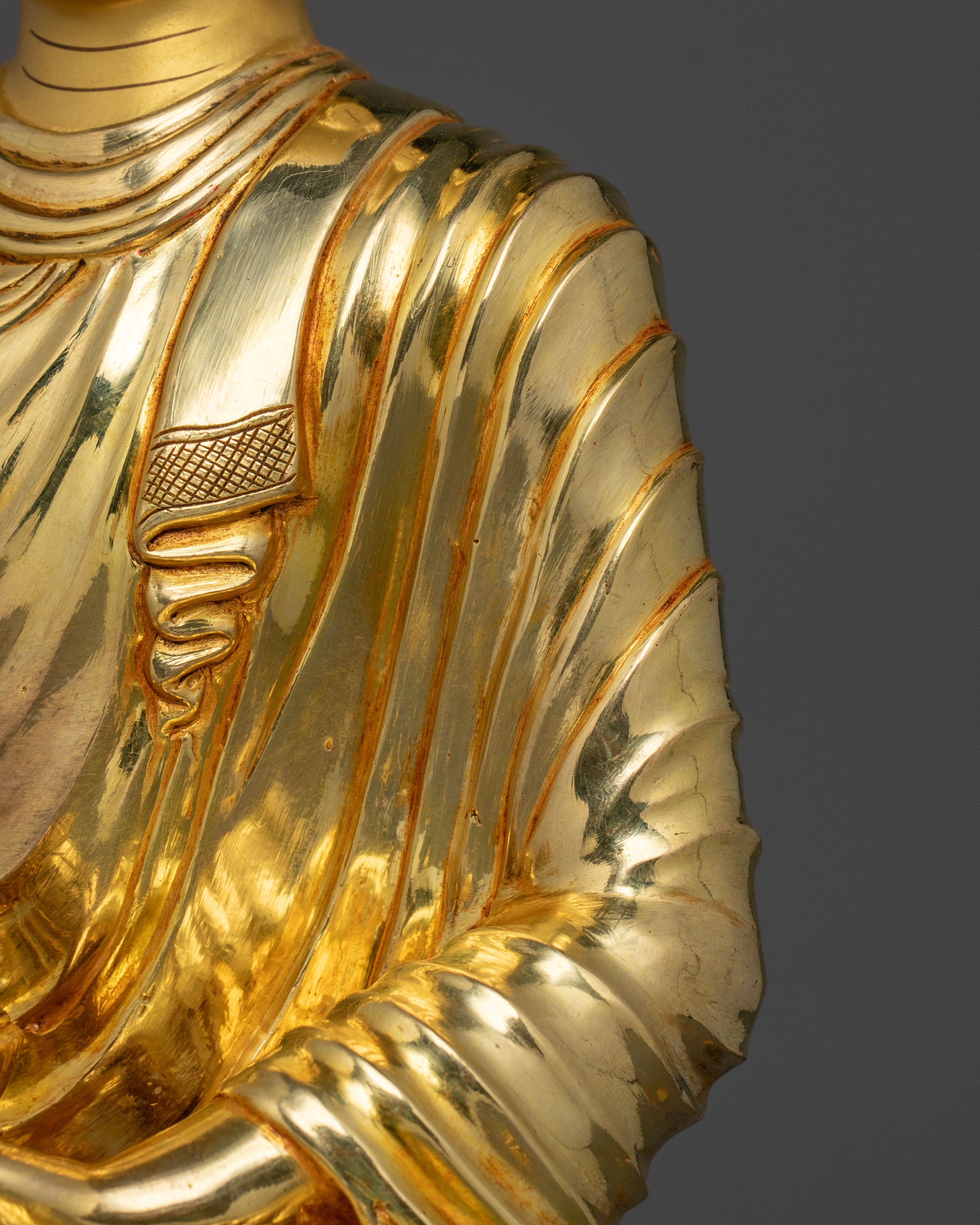 Shakyamuni Buddha On Throne | 24K Gold Glided