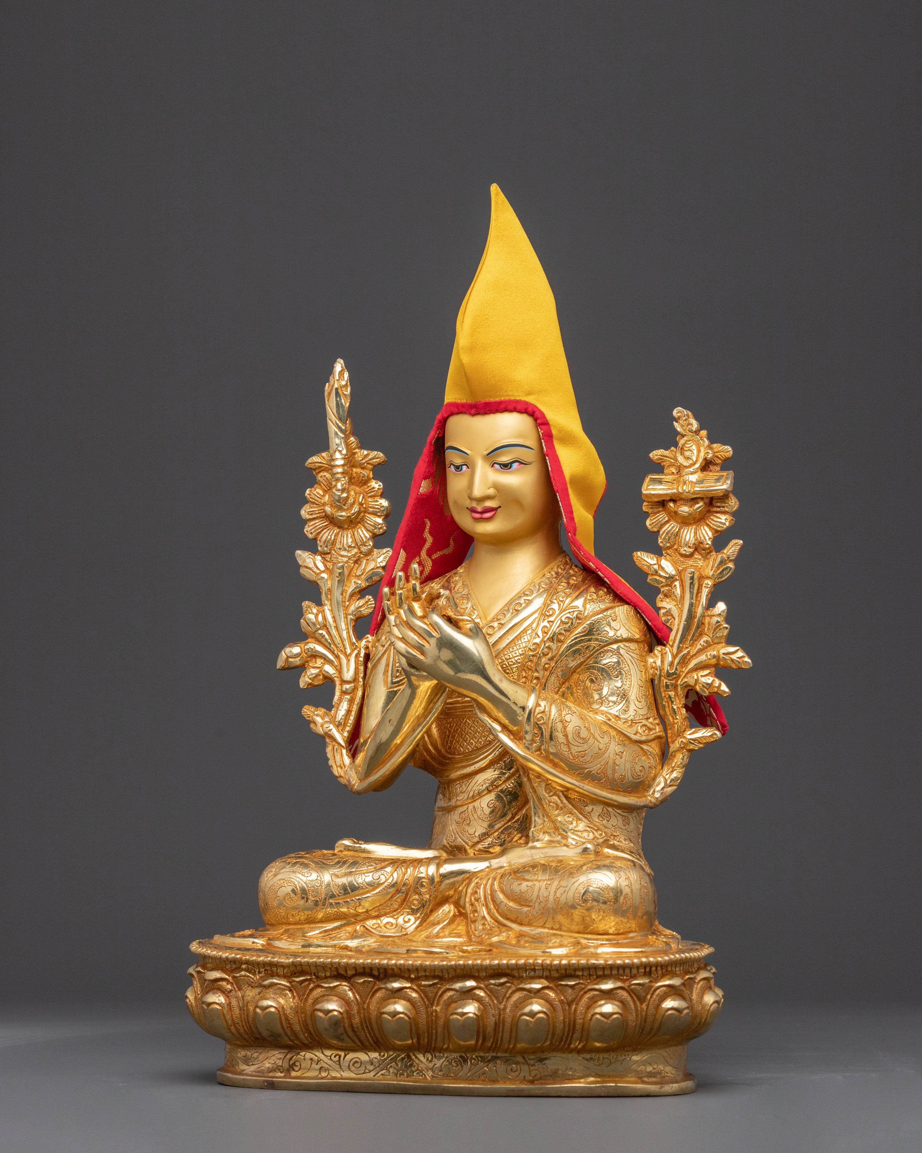 Sacred Tsongkhapa Statue Set | Sacred Meditation Teacher Sculpture