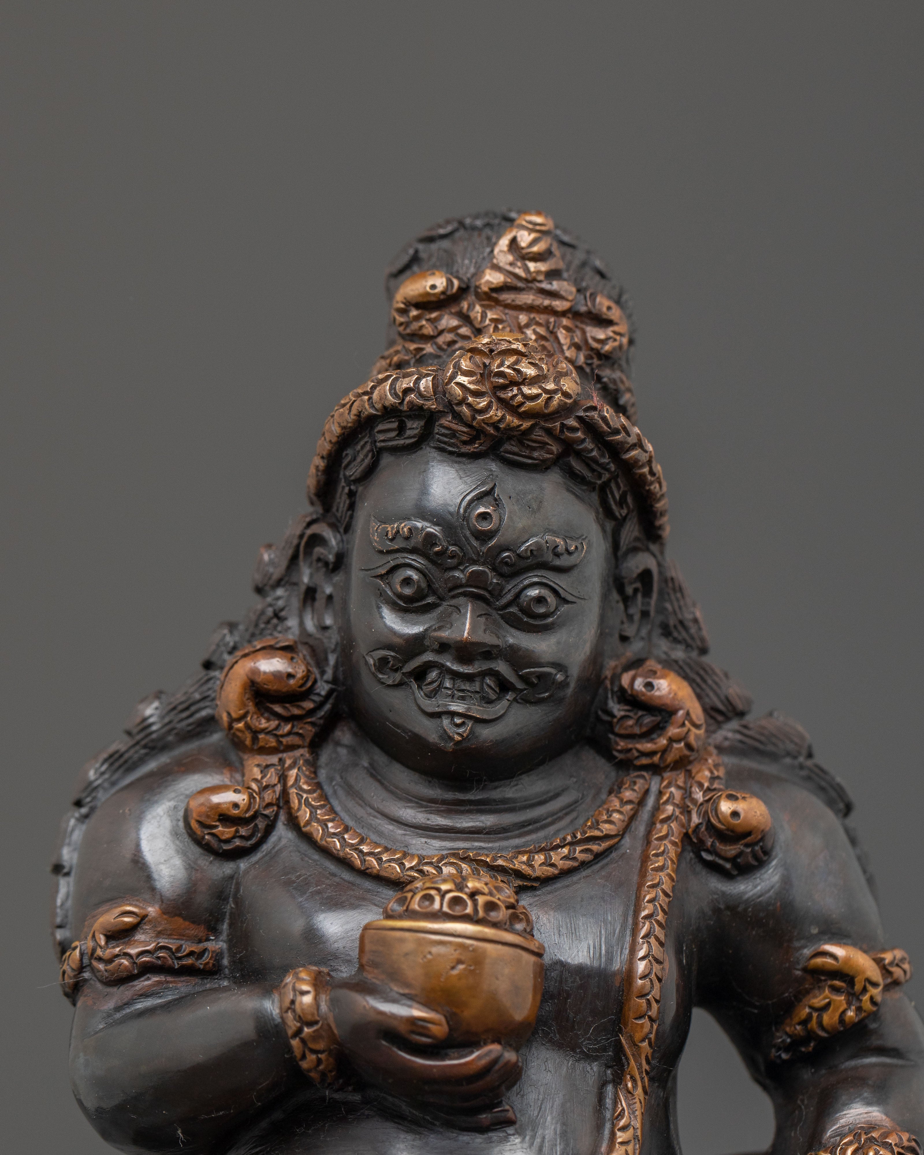 Black Dzambhala Statue | Oxidized Copper Figure