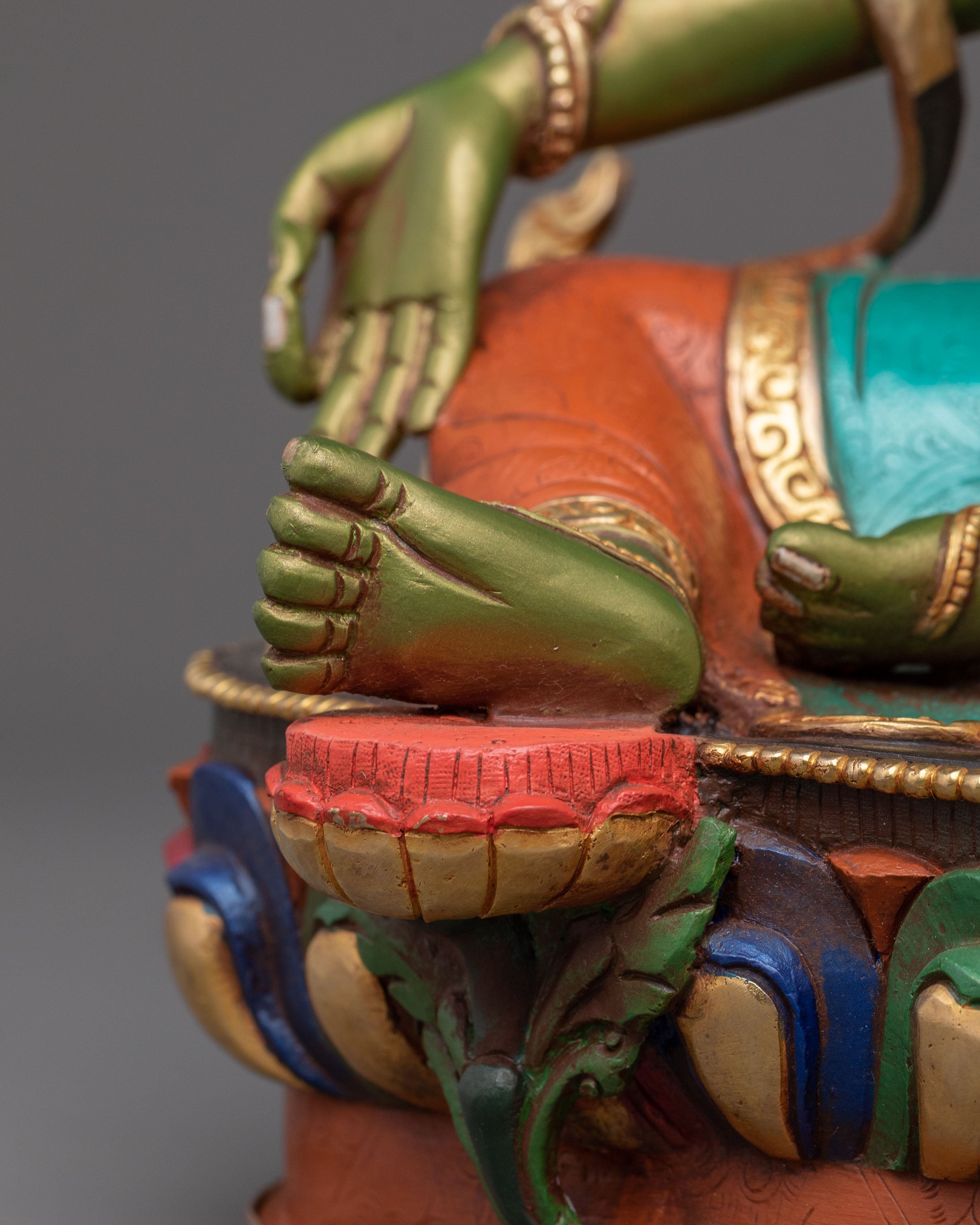 Handcrafted Green Tara Statue | Buddhist Icon