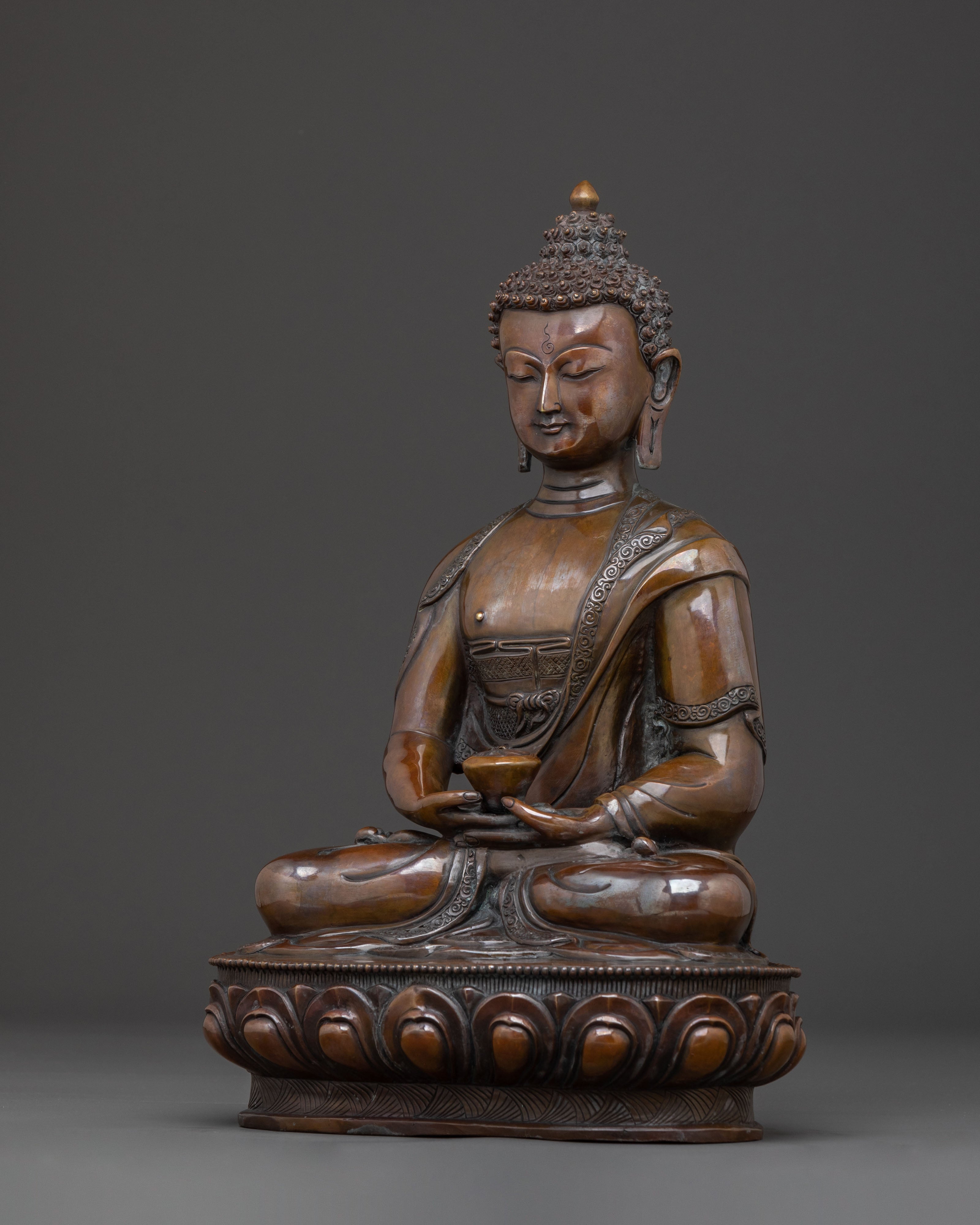 Amitabha Buddha Statue Infinite Light in Oxidized Copper