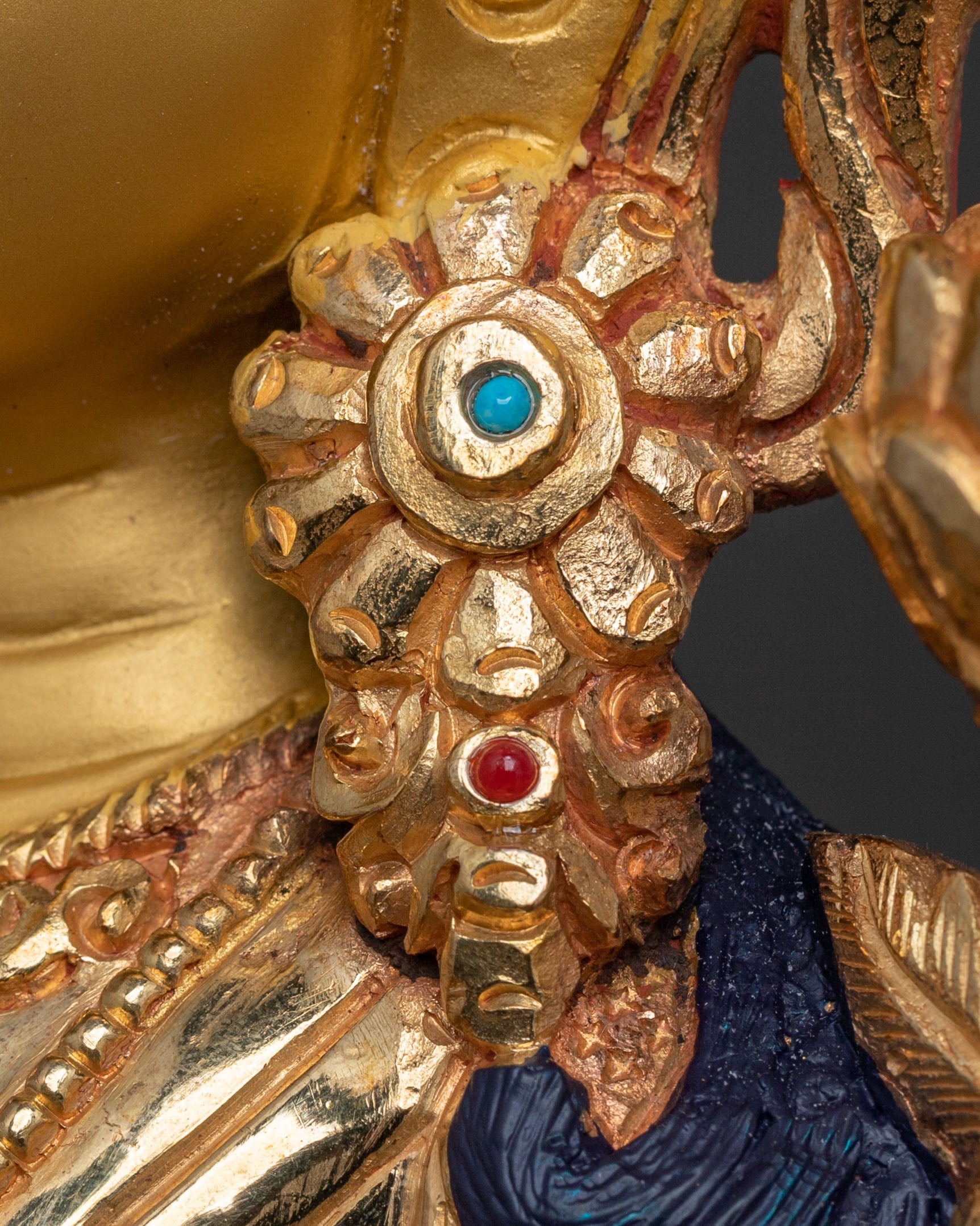 Green Tara Statue: 24K Gold Gilded Copper Sculpture