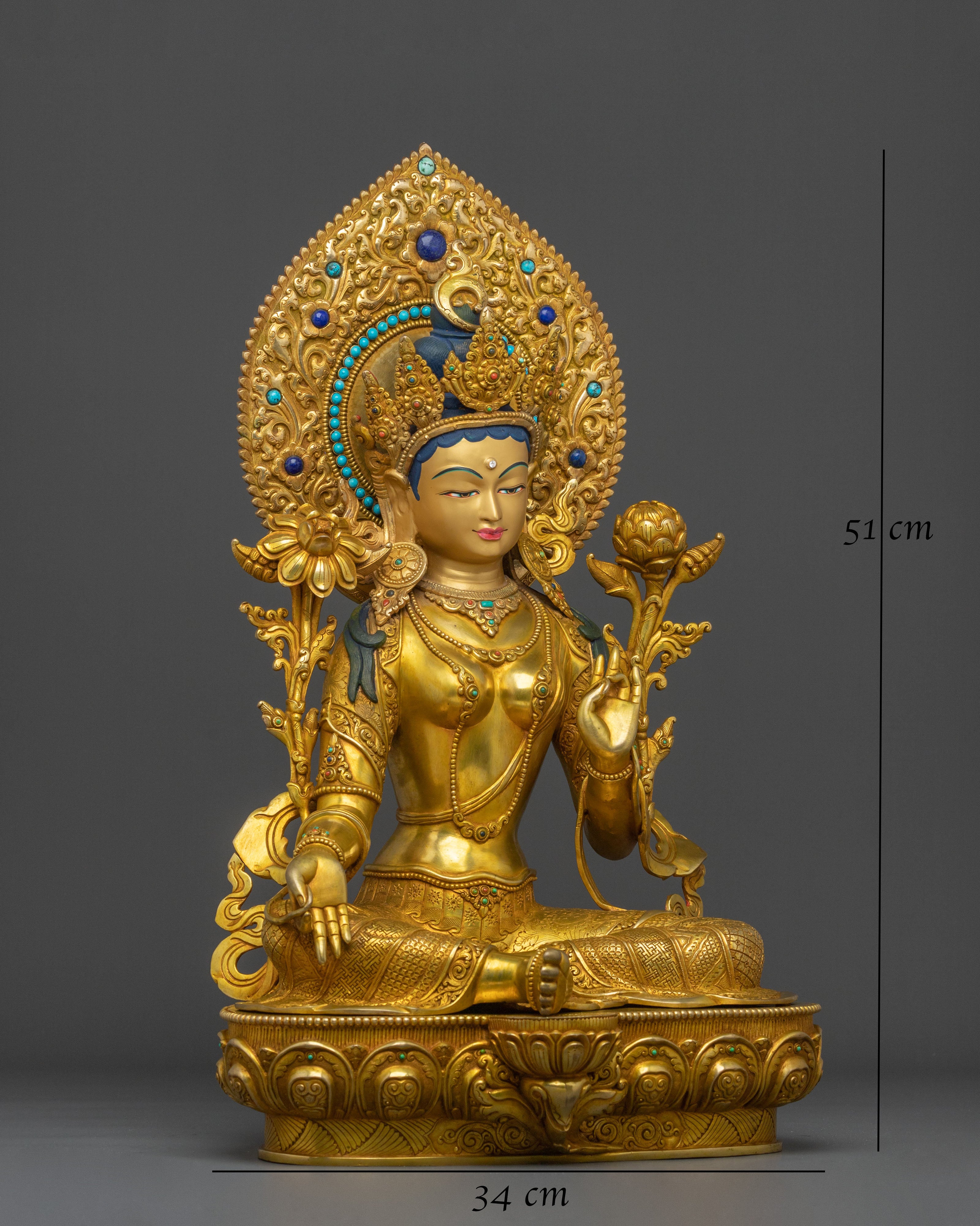Guardian Green Tara Himalayan Statue | Sacred Meditation Altar Decor