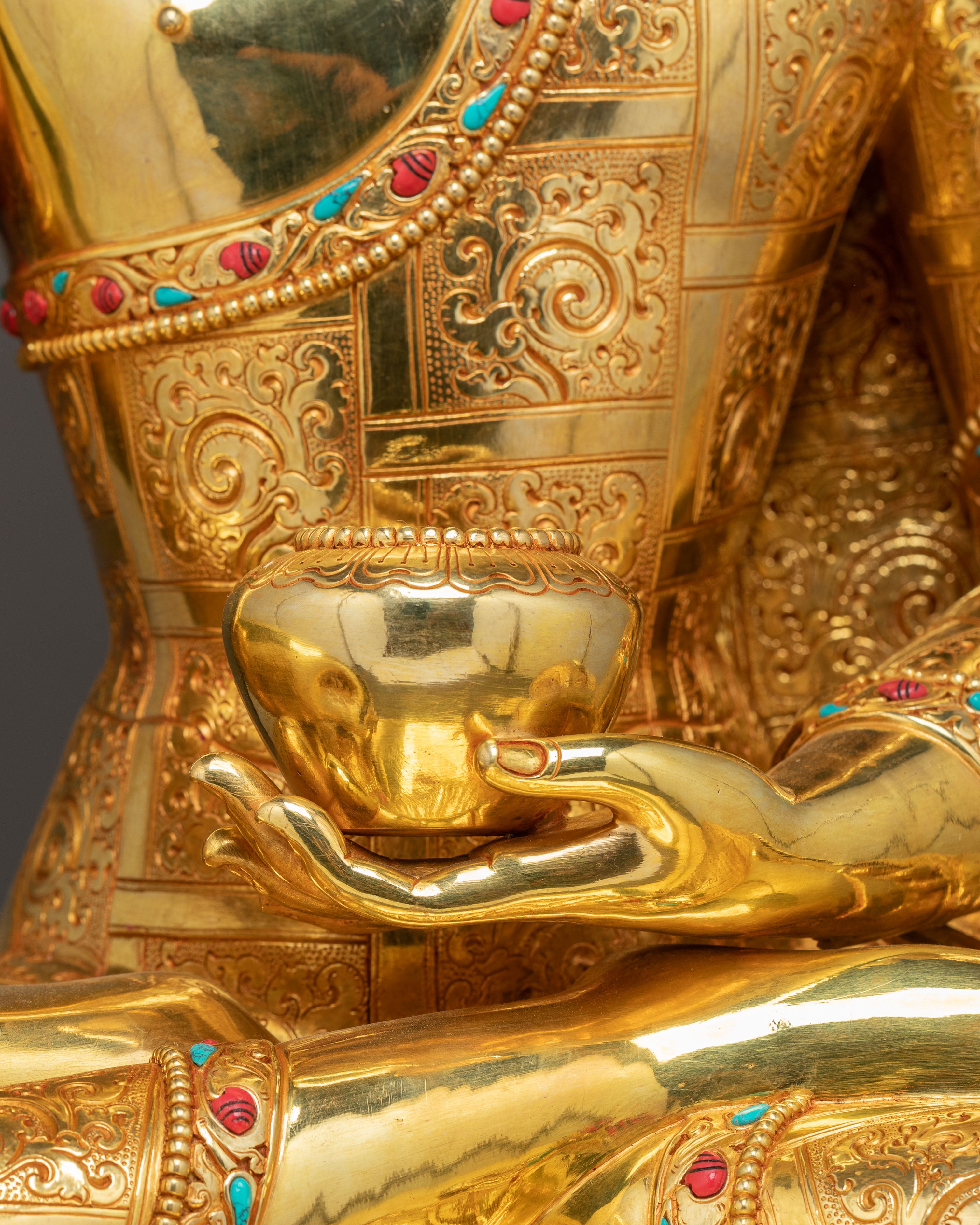 Handmade Golden Gautama Buddha Statue | Divine Dharma Teacher