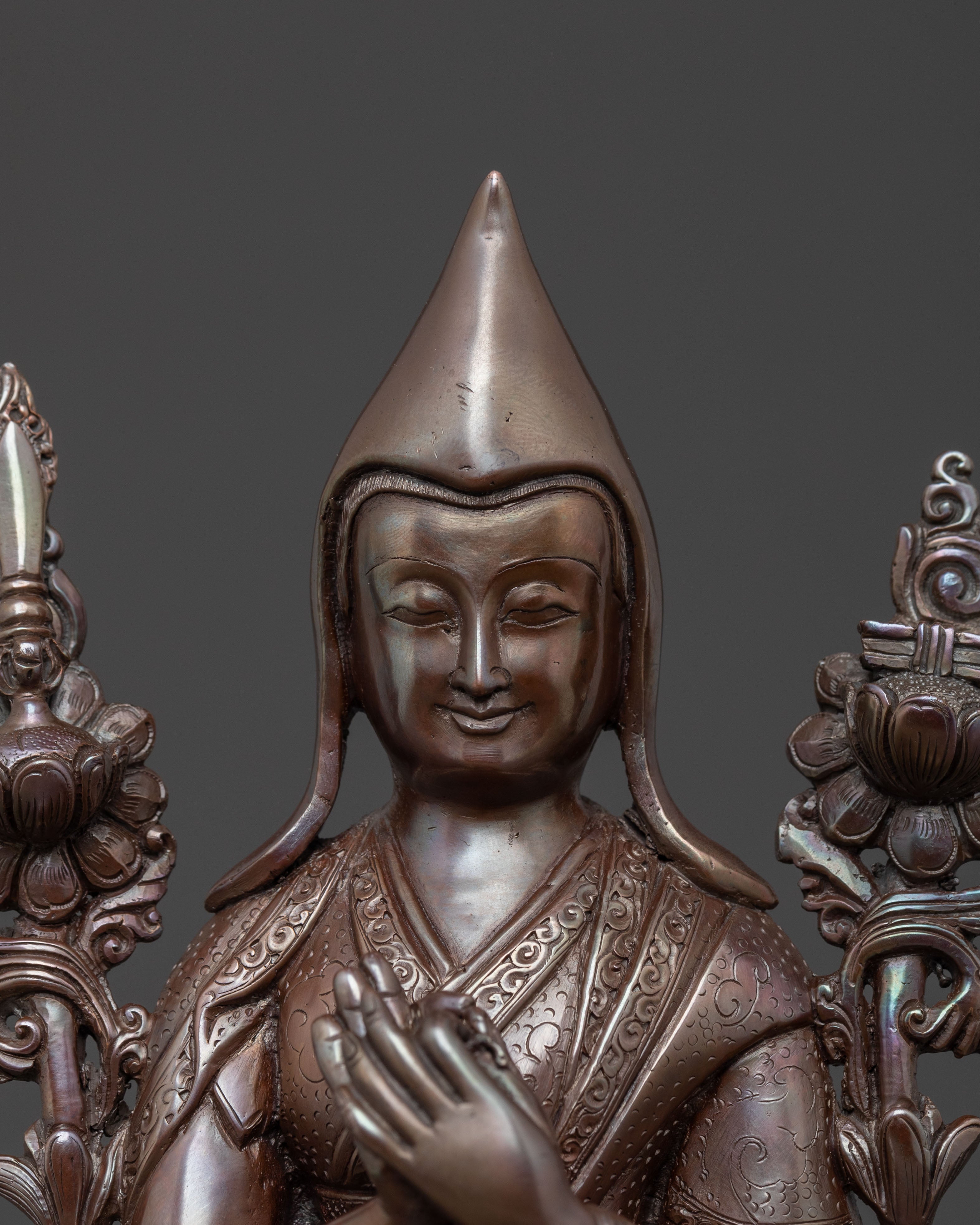 Tsongkhapa Oxidized Copper Statue | Wisdom Figure