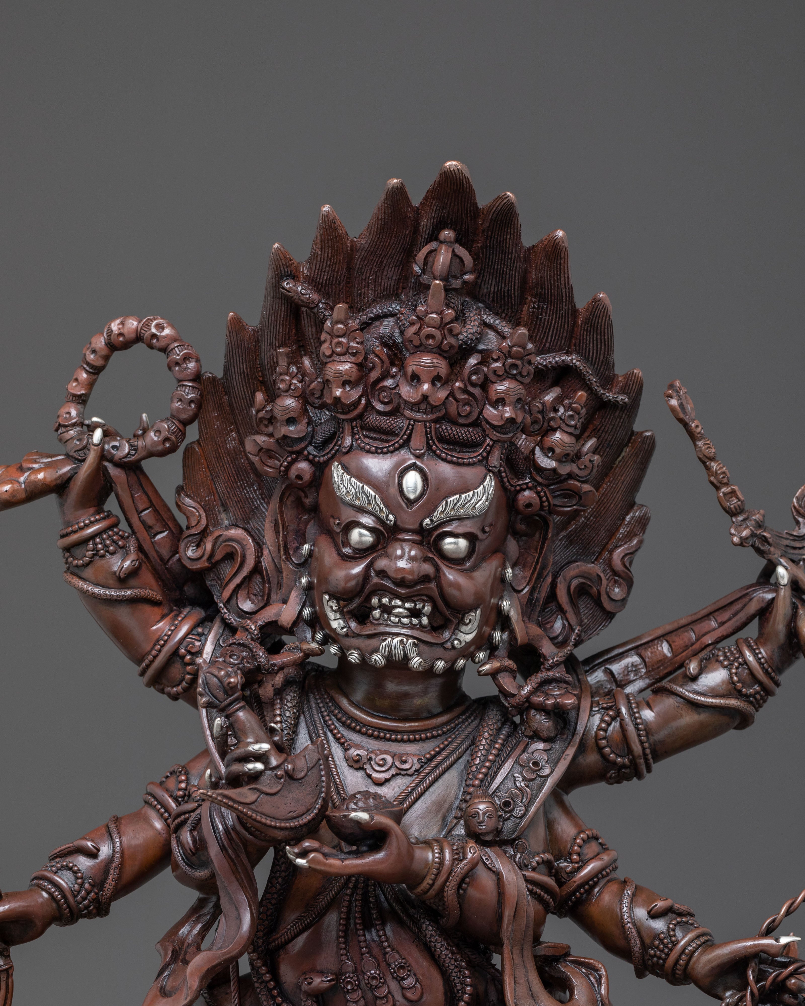 Handcrafted Six-Armed Mahakala Statue – Potent Protector Art