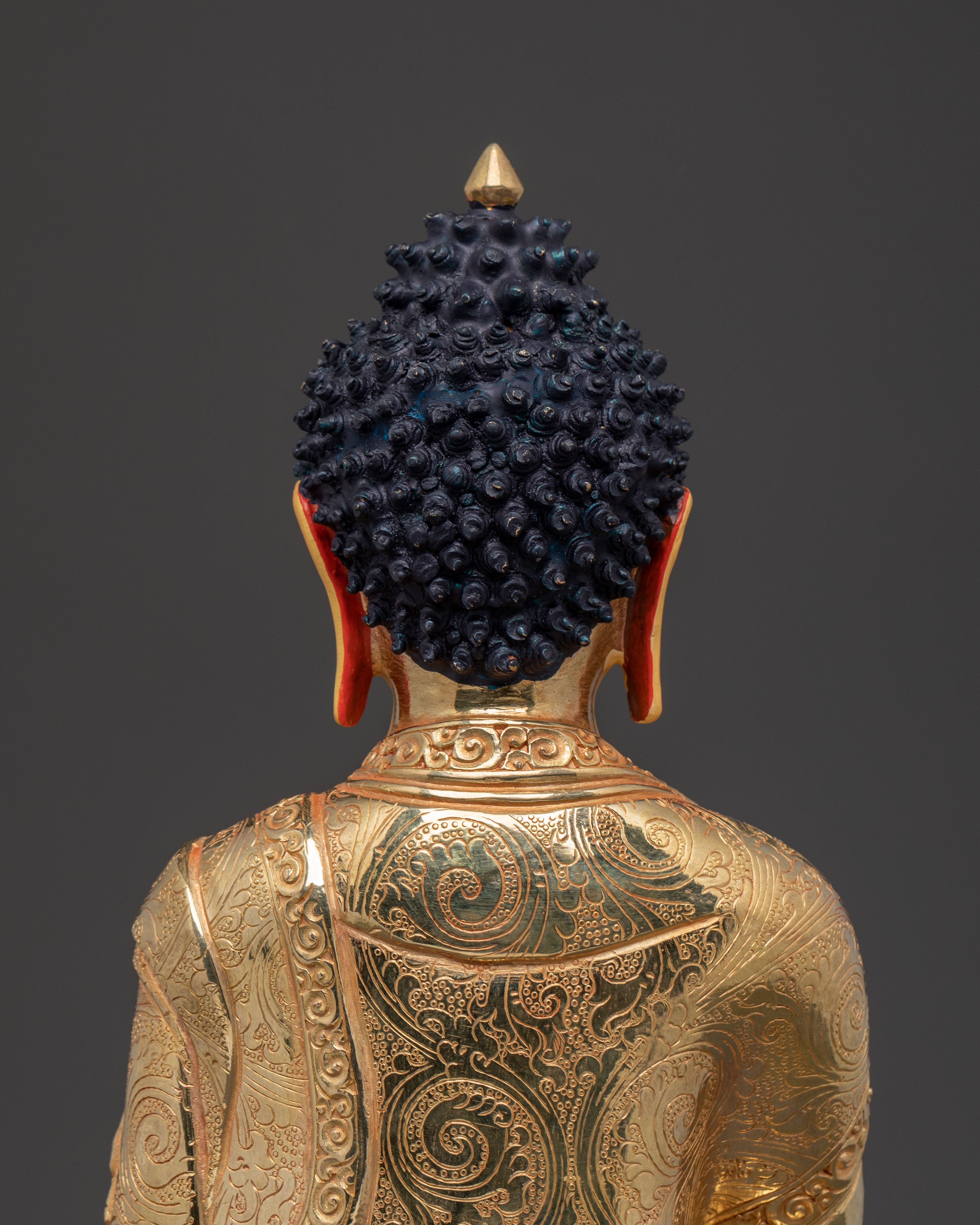 24k Gold Gilded Shakyamuni Buddha Blessing Statue – Serene Artistry