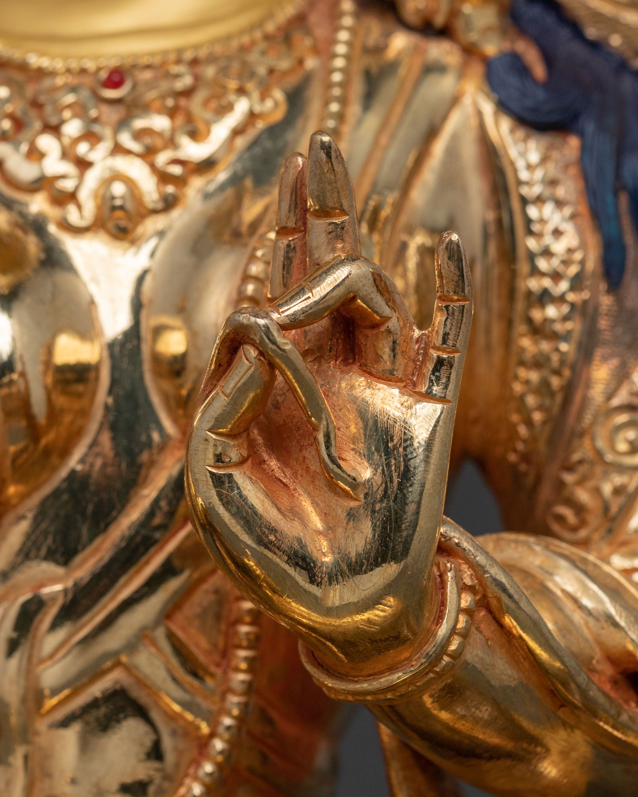 Green Tara Statue: 24K Gold Gilded Copper Sculpture