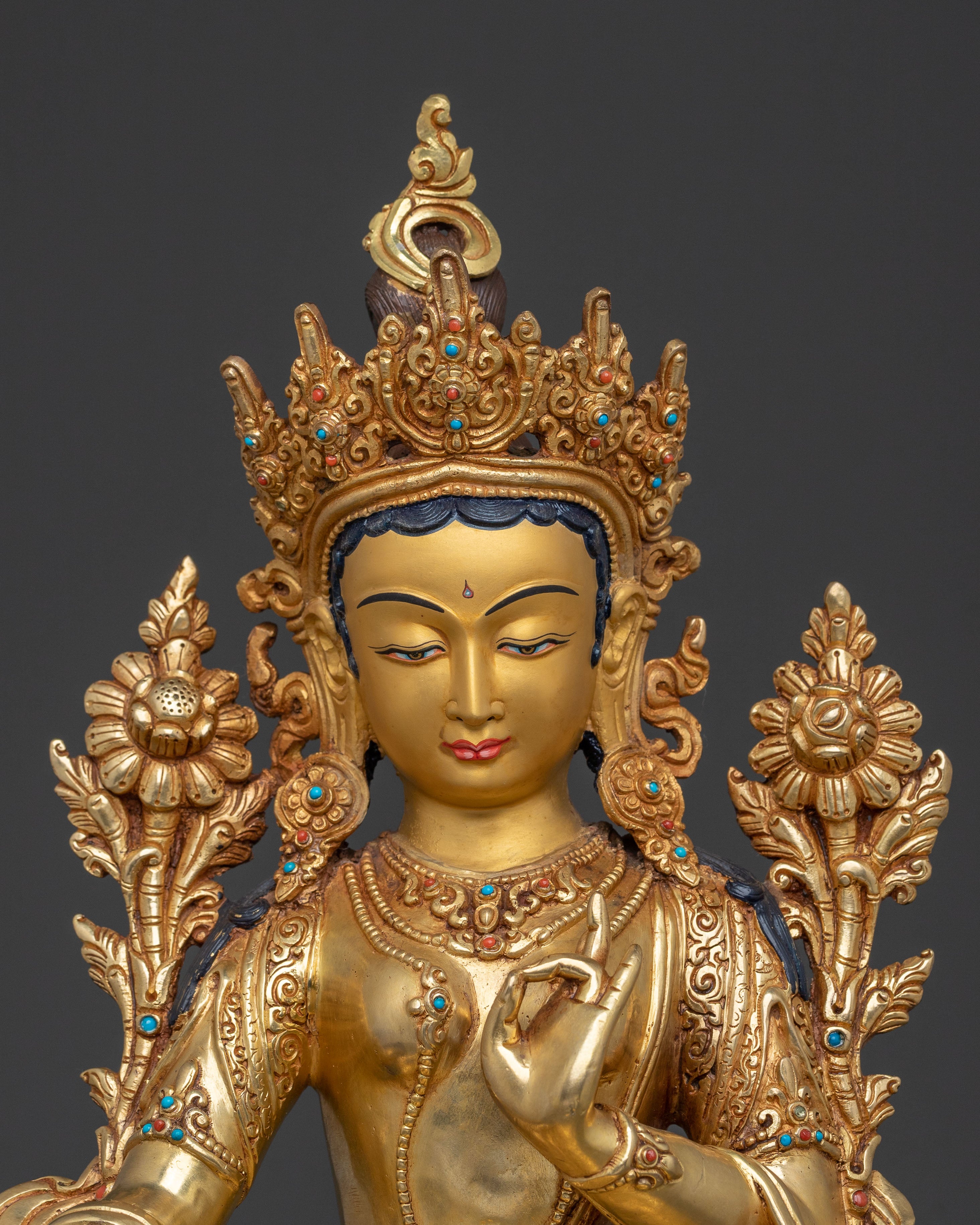 Protector Green Tara: 24K Gold Gilded Sculpture