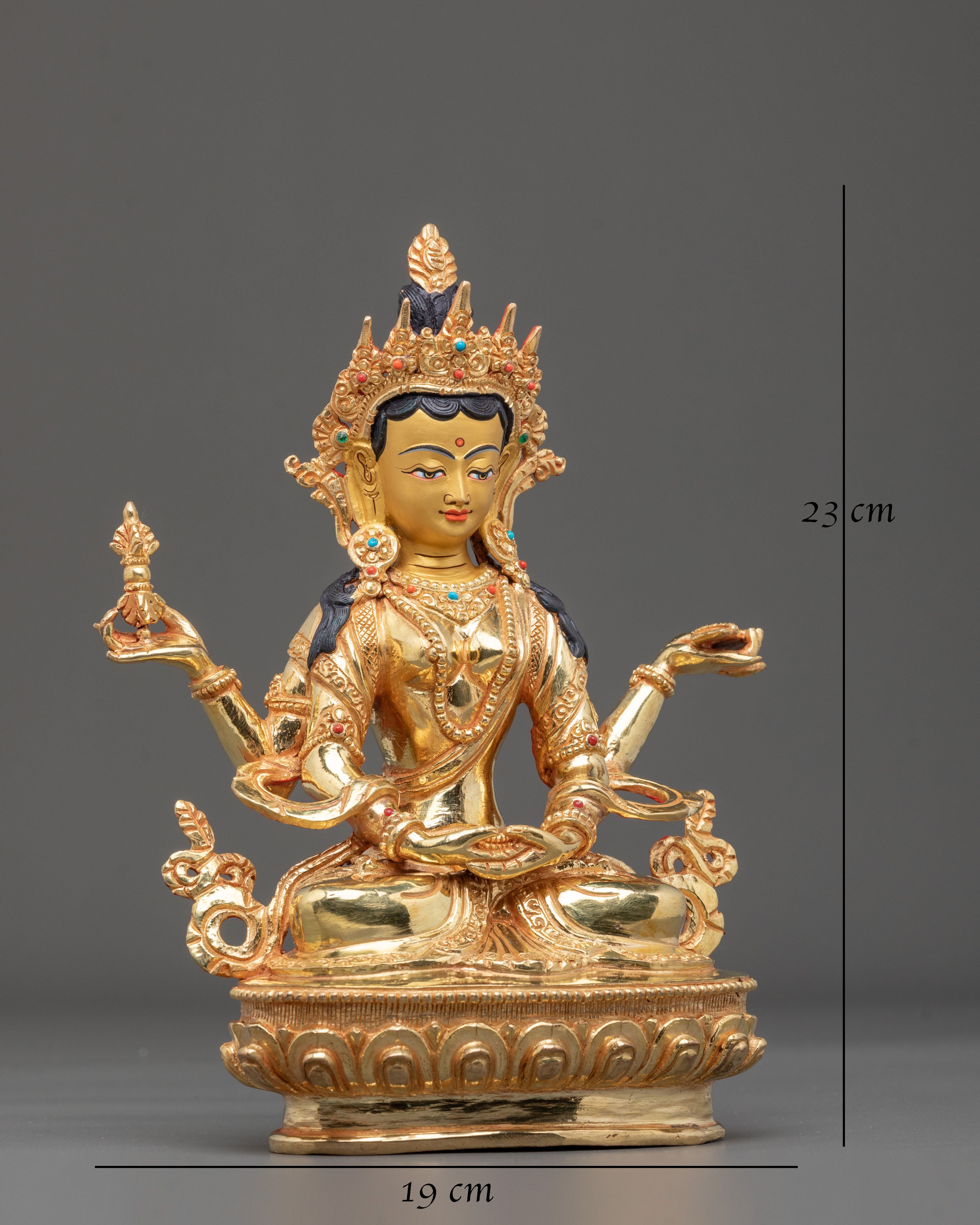 Handmade Prajnaparamita Statue | 24K Gold Gilded Goddess Figurine
