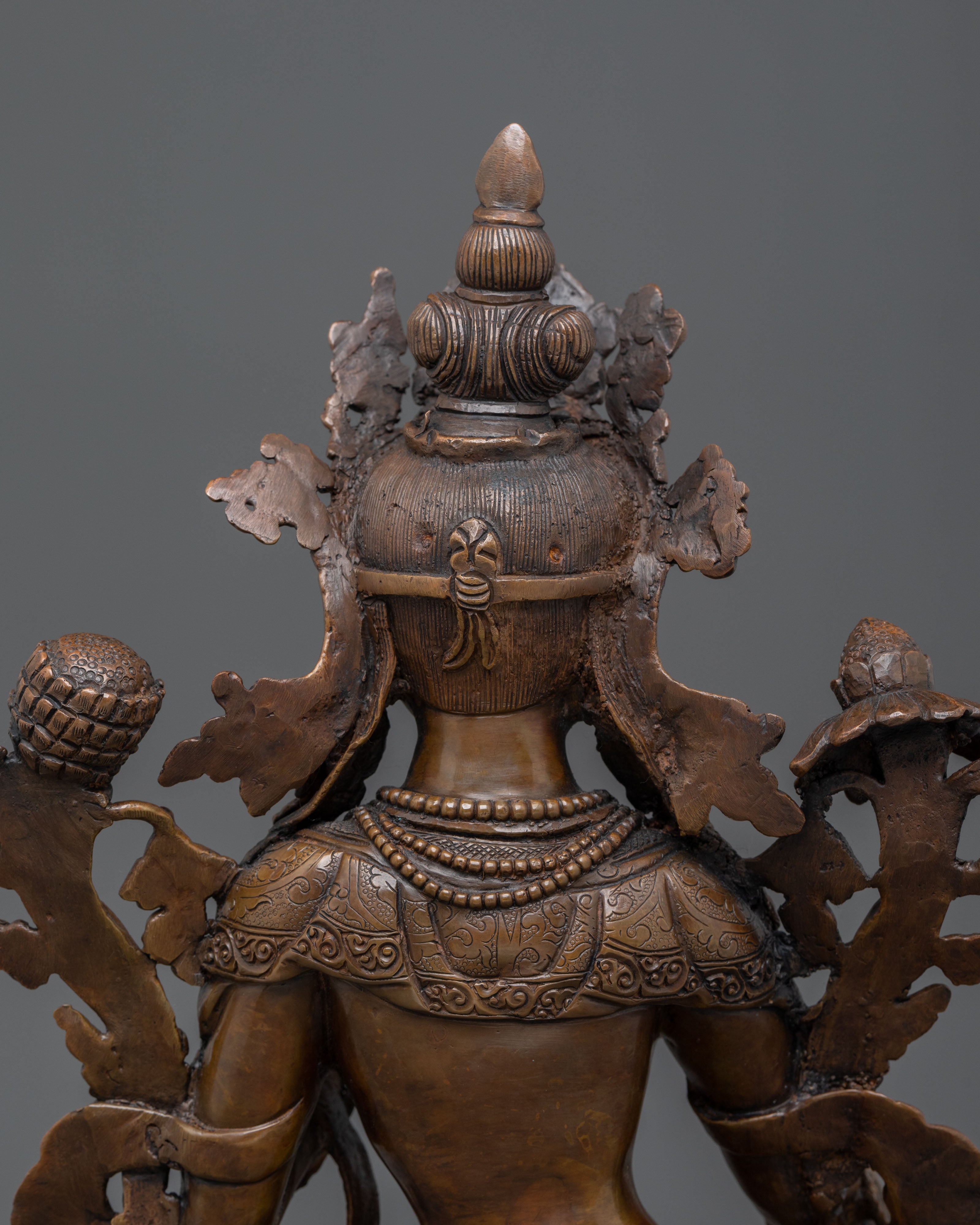 White Tara Blessing and Healing Statue in Oxidized Copper