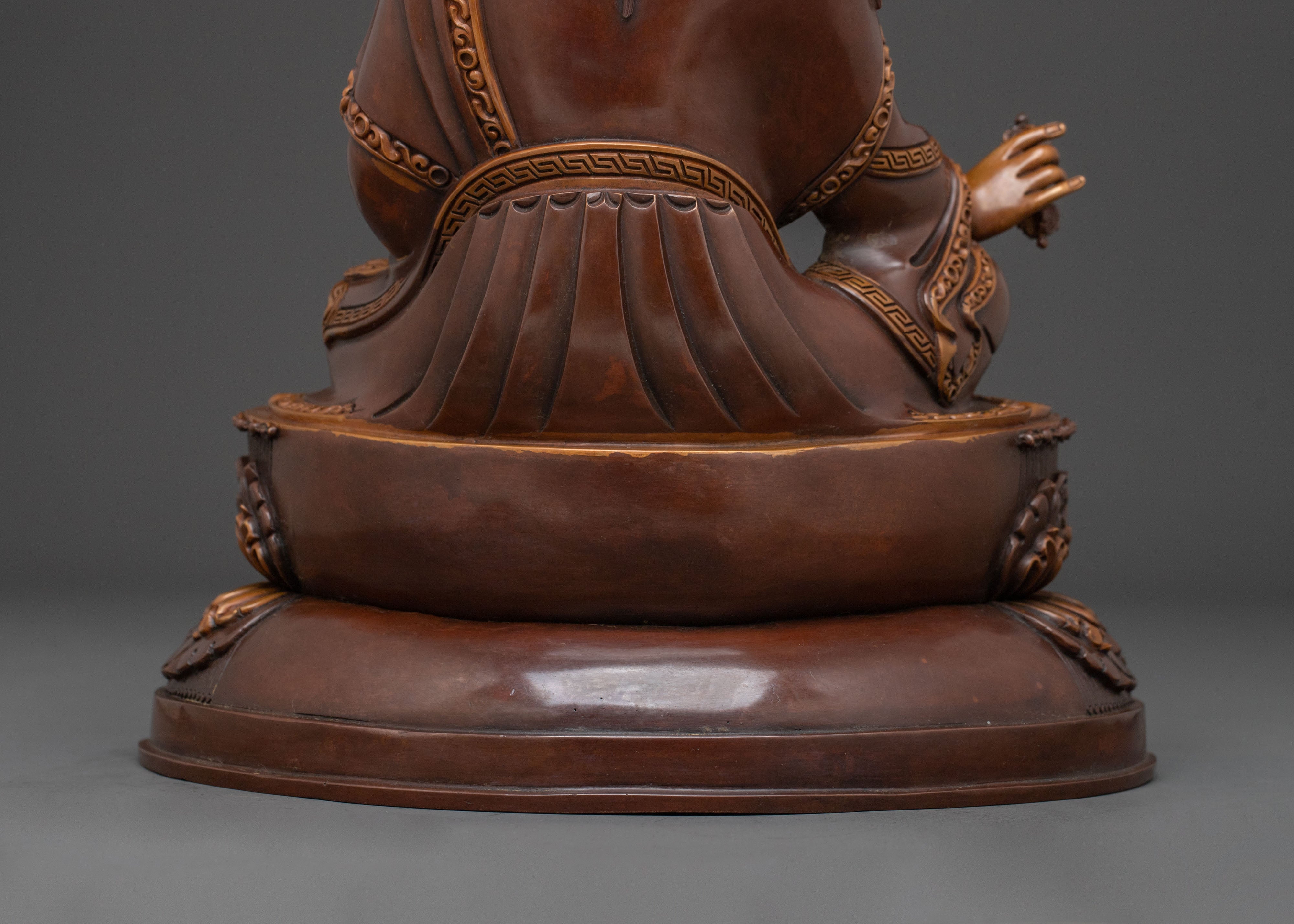 Guru Rinpoche Oxidized Copper Figurine: Buddhist Altar Decor