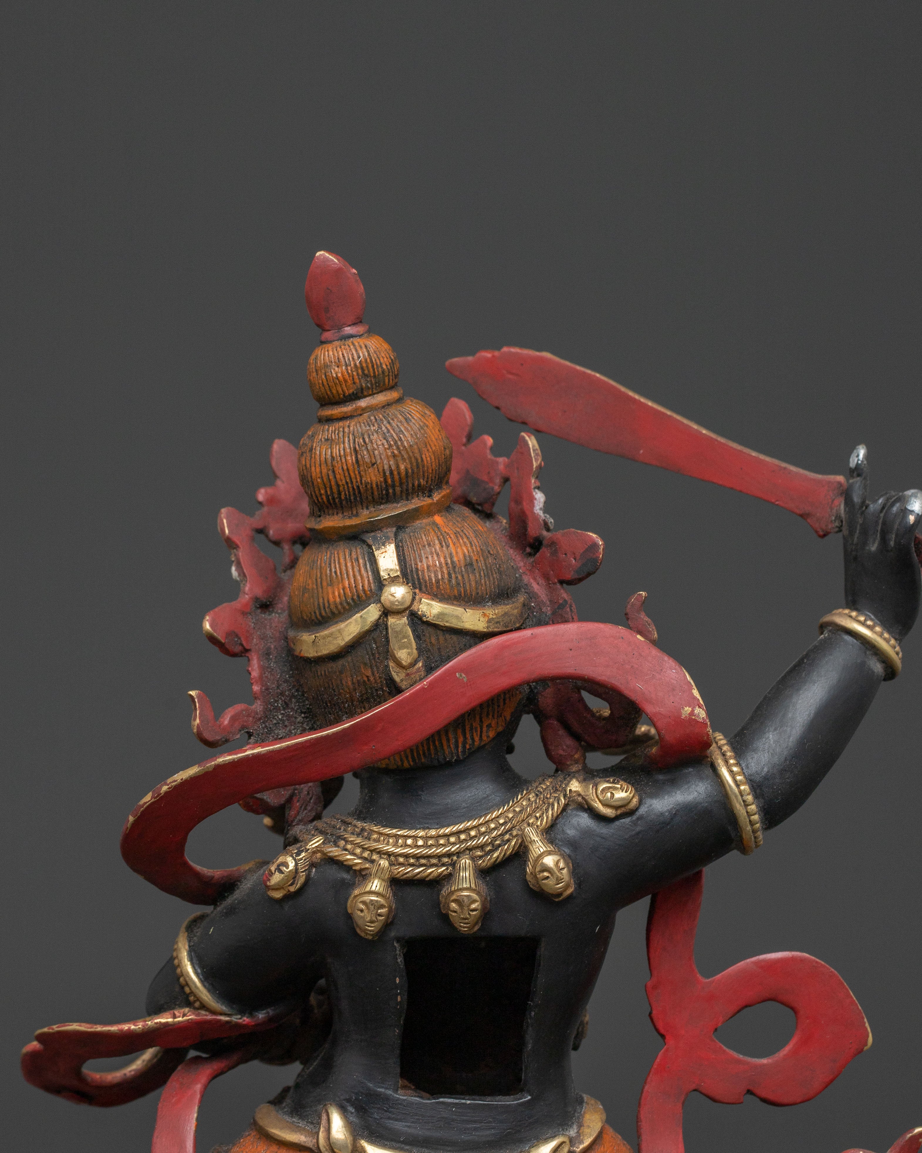 Wrathful Fortune Icon Black Dzambhala Statue: Handcrafted Sacred Protector