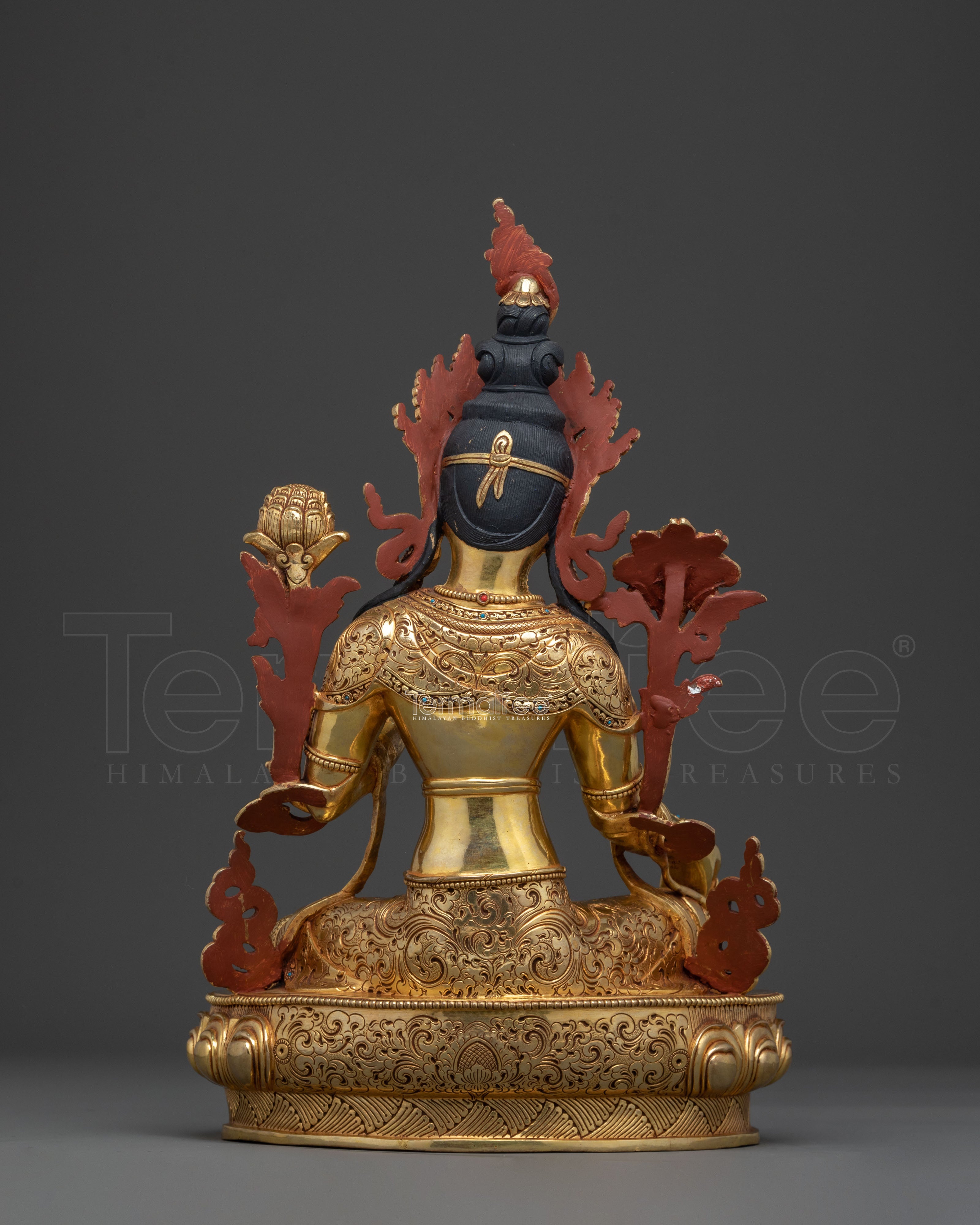 Green Tara Statue | 24K Gold Gilded Figurine