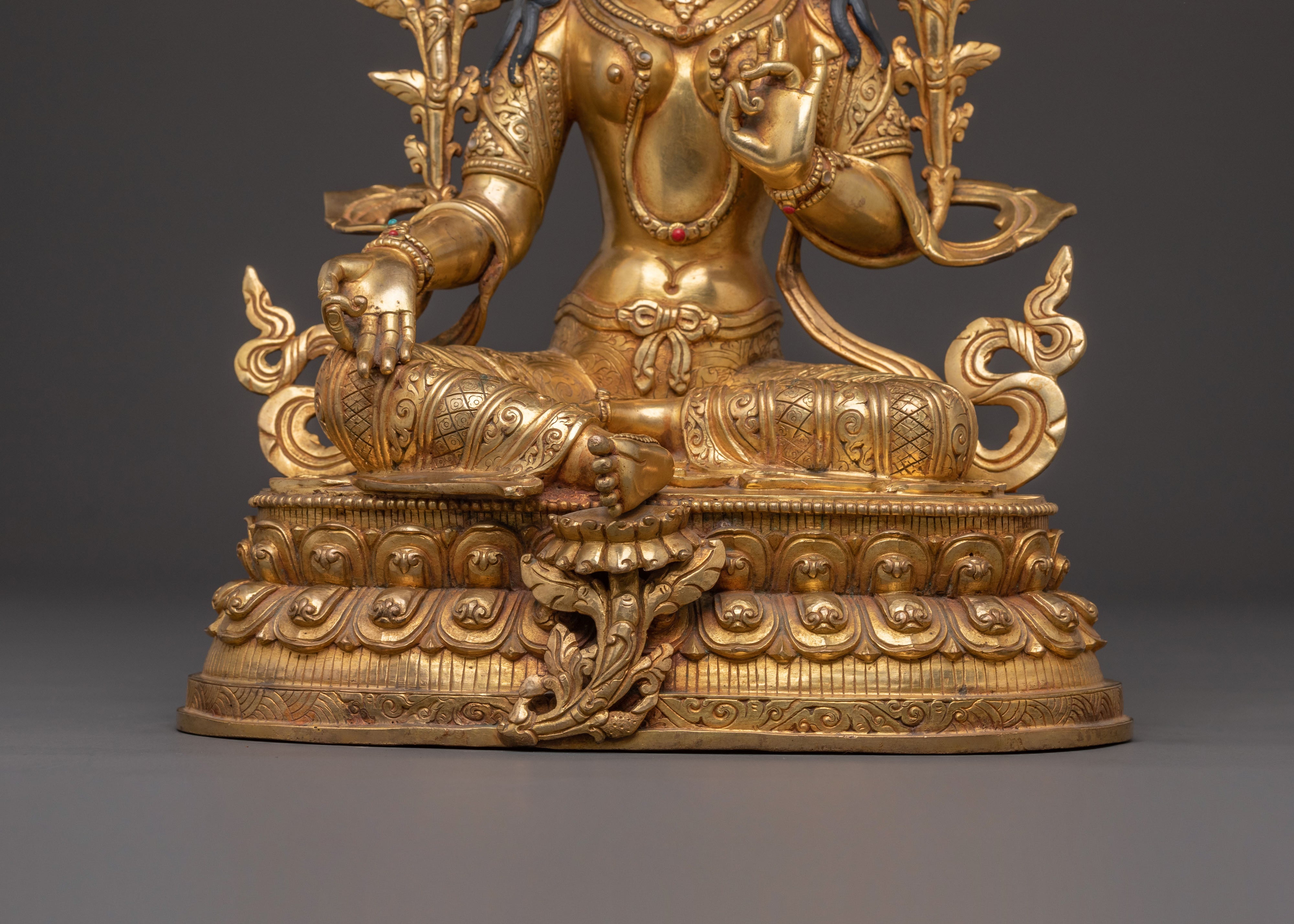 Golden Green Tara Peace Statue | Spiritual Home Decor