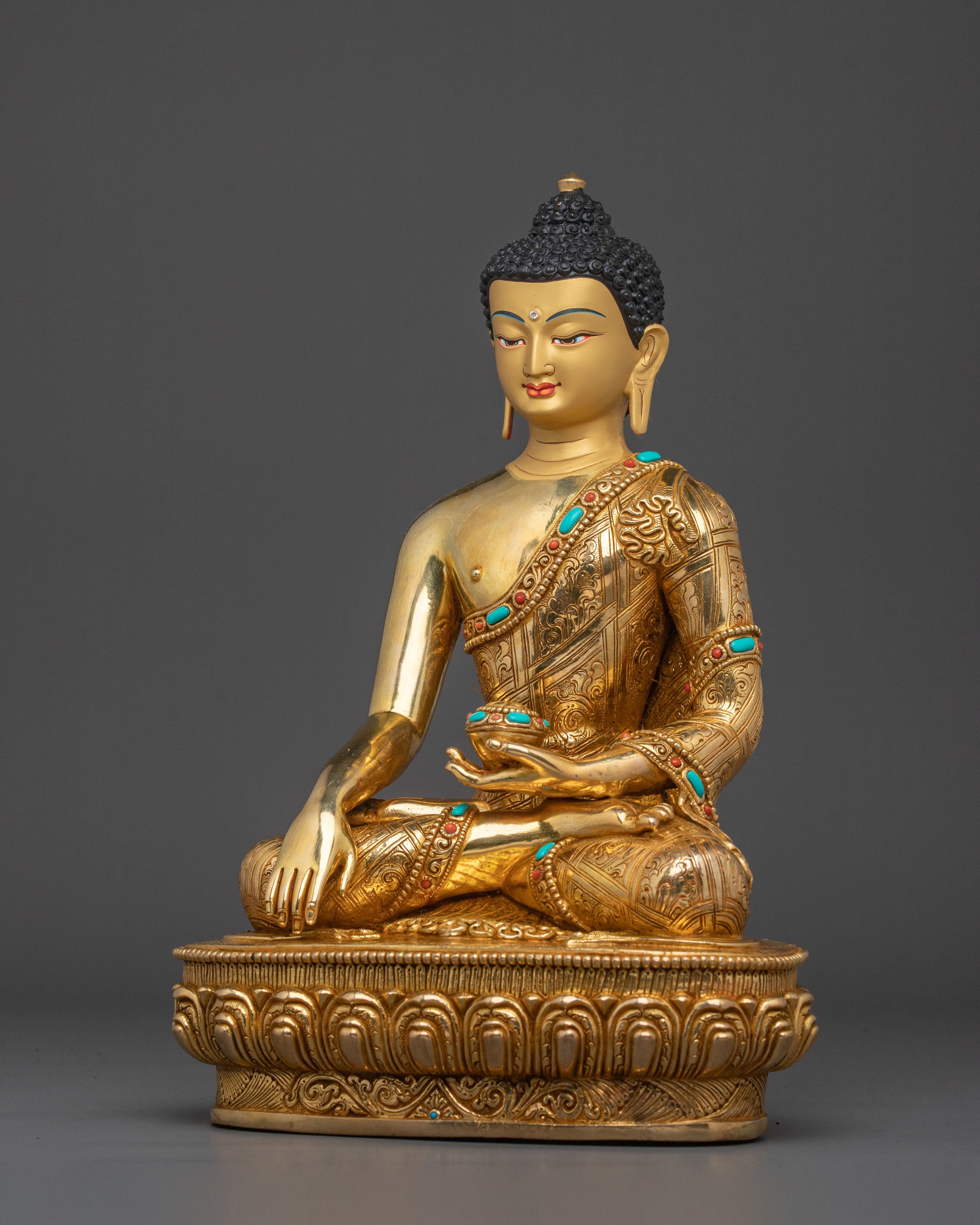 Shakyamuni Buddha Spiritual Golden Statue | Buddhist Shrine Decor