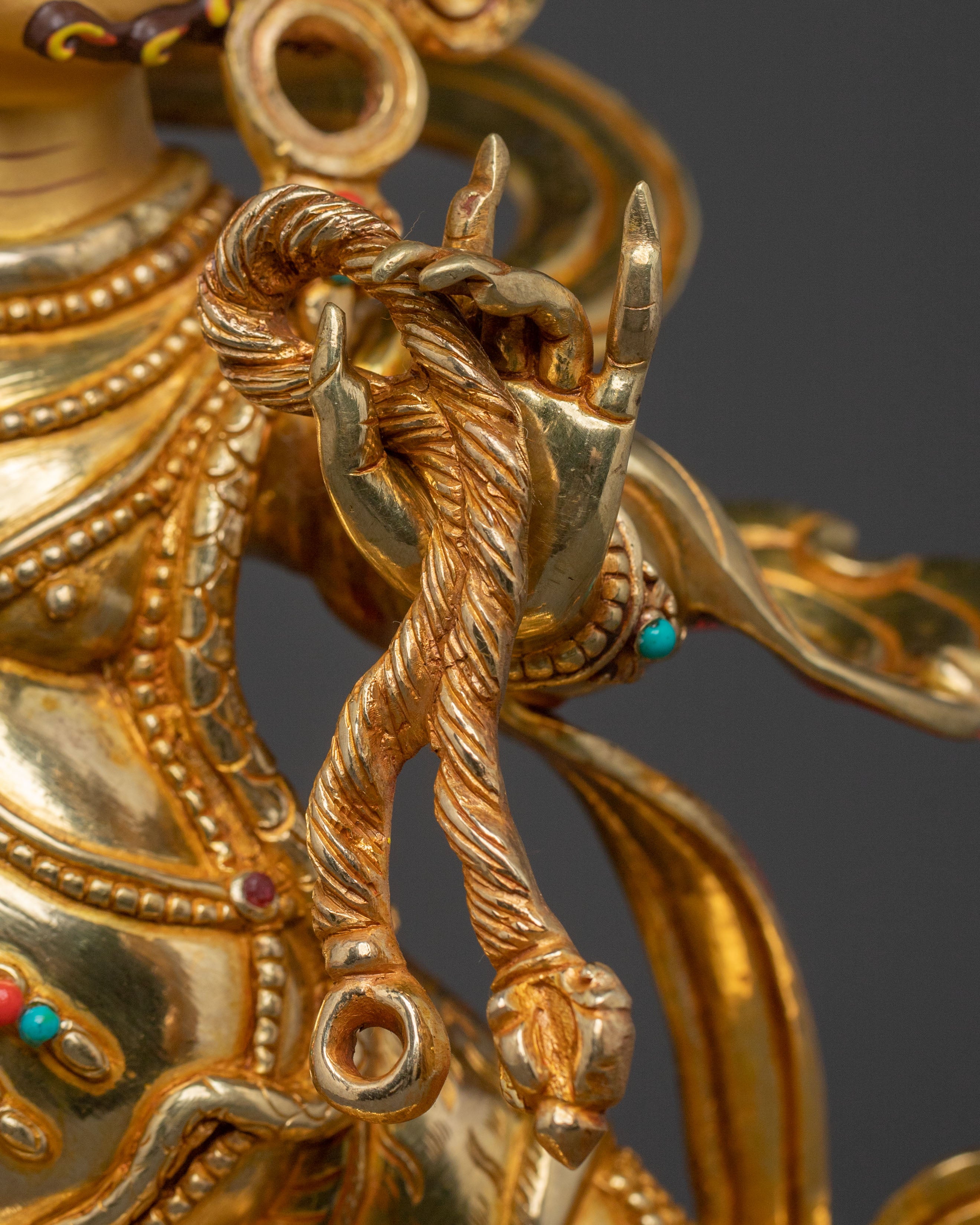 Vajrapani Protector Icon: 24K Gold Gilded Sculpture
