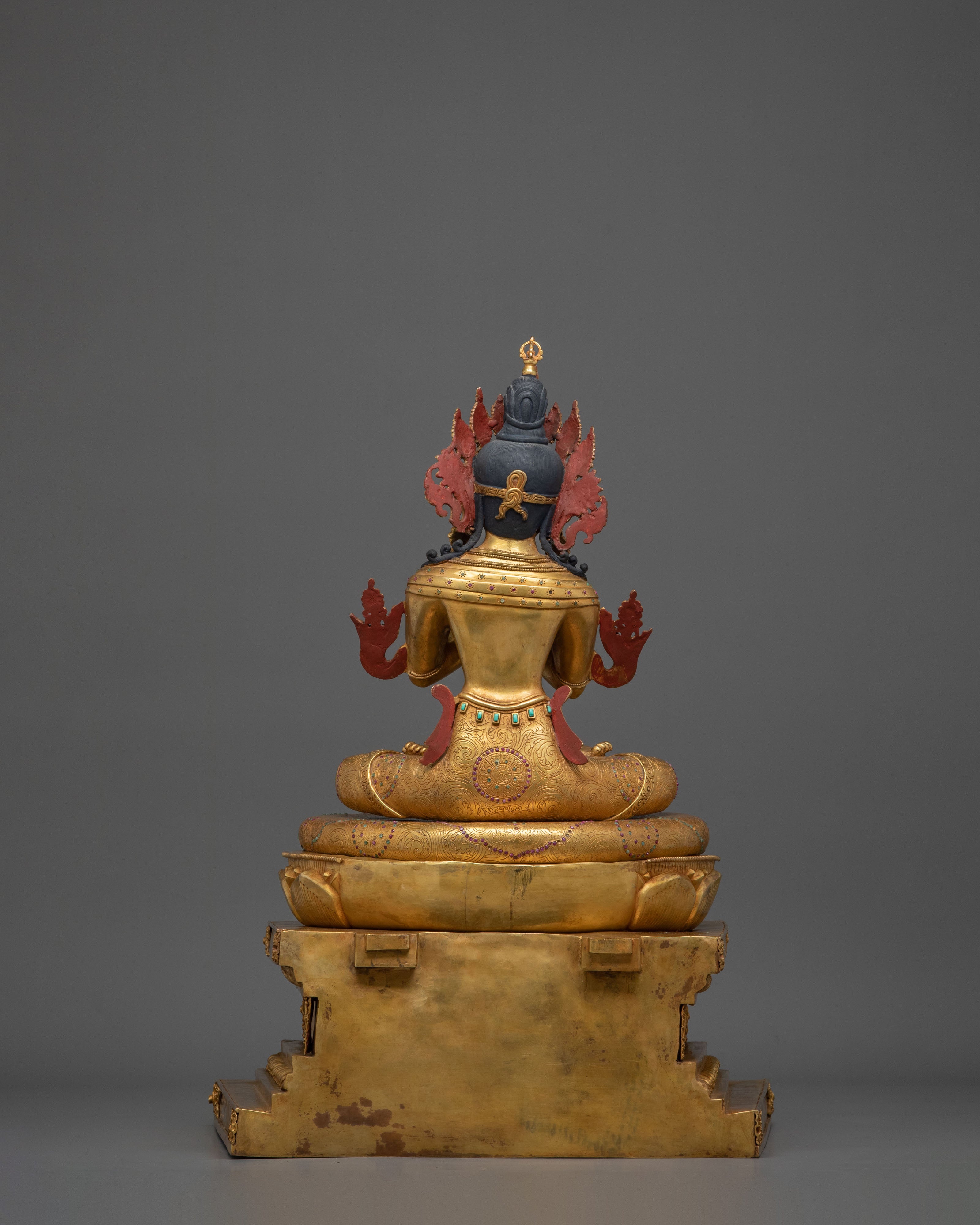 Vajradhara Tibetan Figurine: Exquisite Gilded Copper Masterpiece