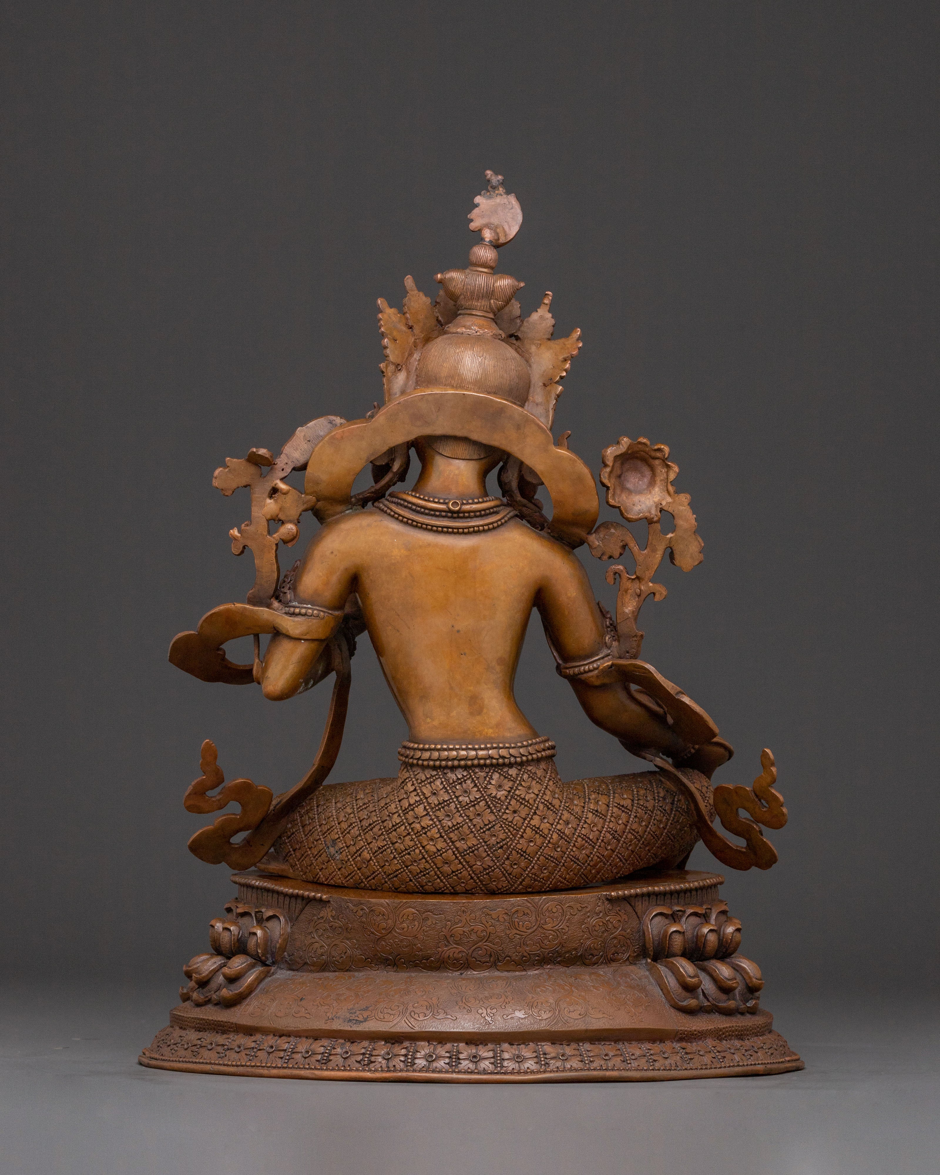 Savior Green Tara Copper Statue | Meditation Elegance