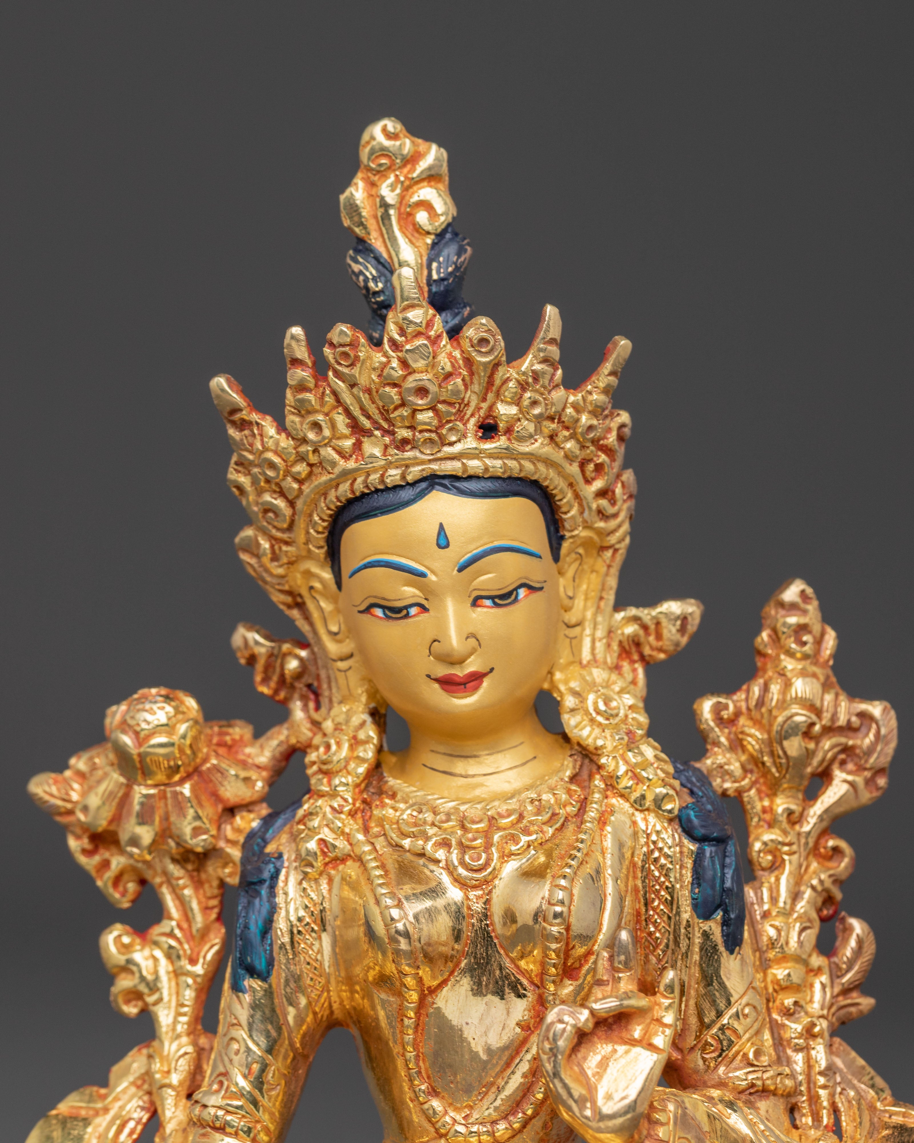Mother Green Tara Golden Handcrafted Statue | Compassion Goddess
