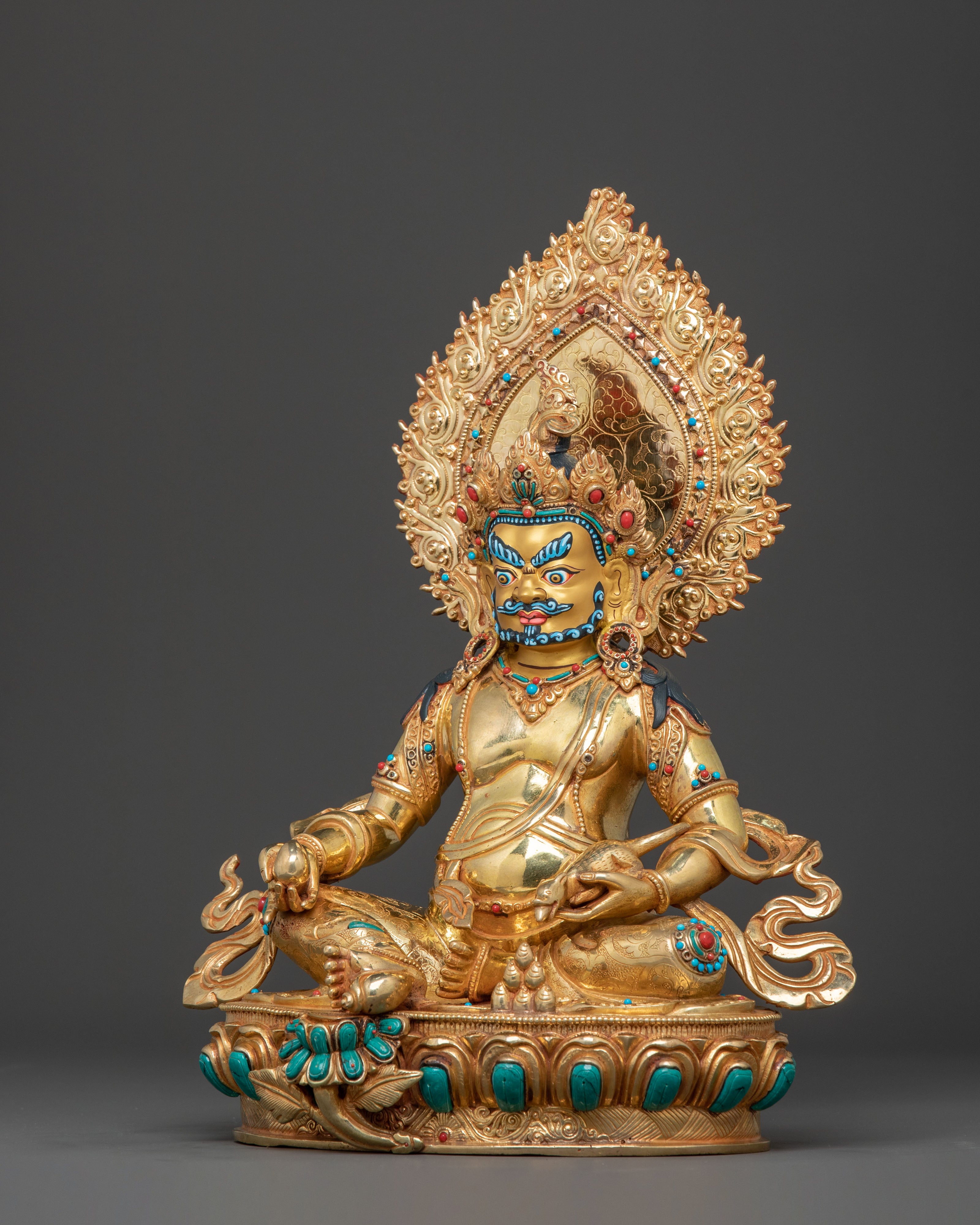 God Dzambhala 24k Gold Gilded Statue for Abundance