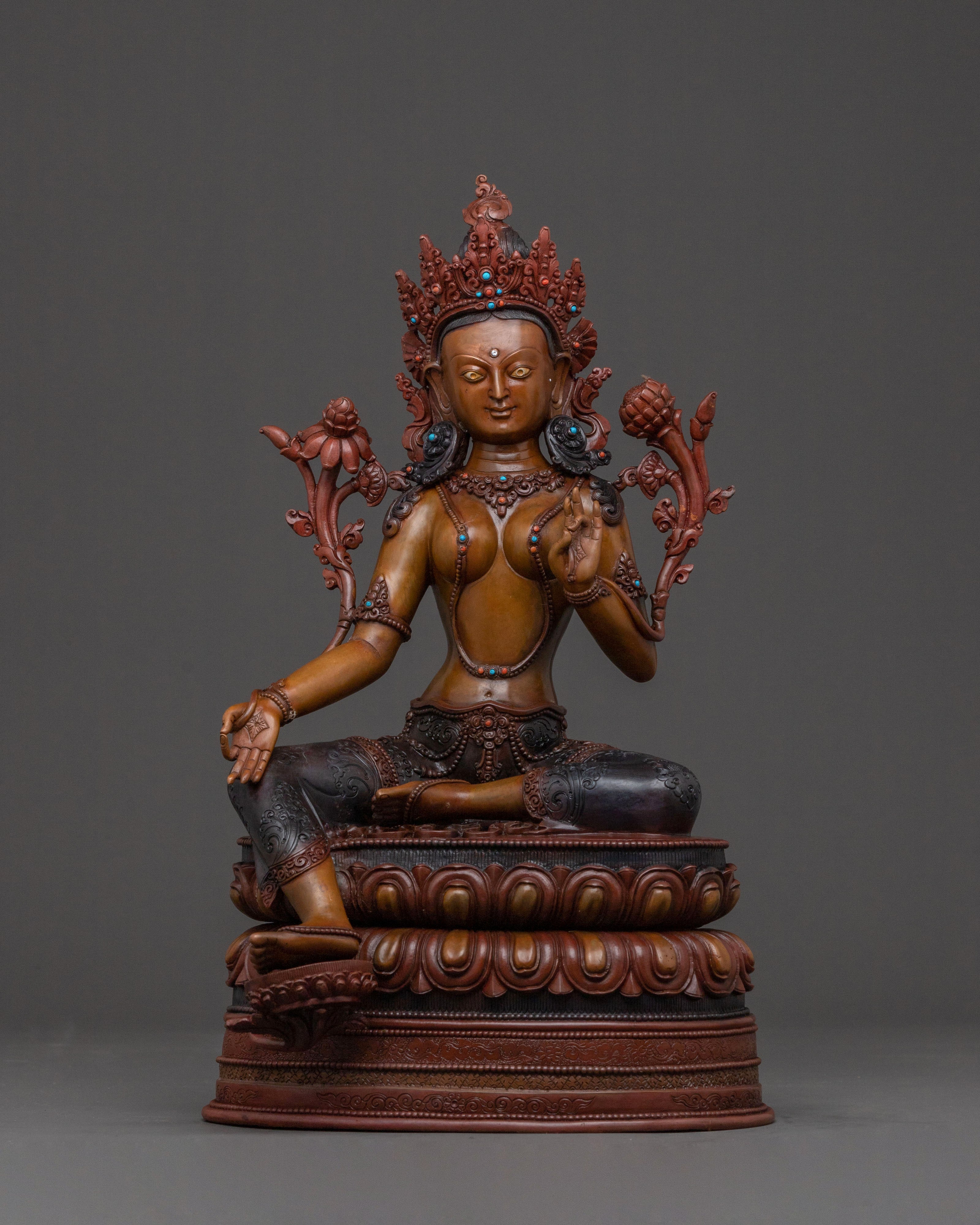 Green Tara Spiritual Figurine | Tibetan Buddhist Deity