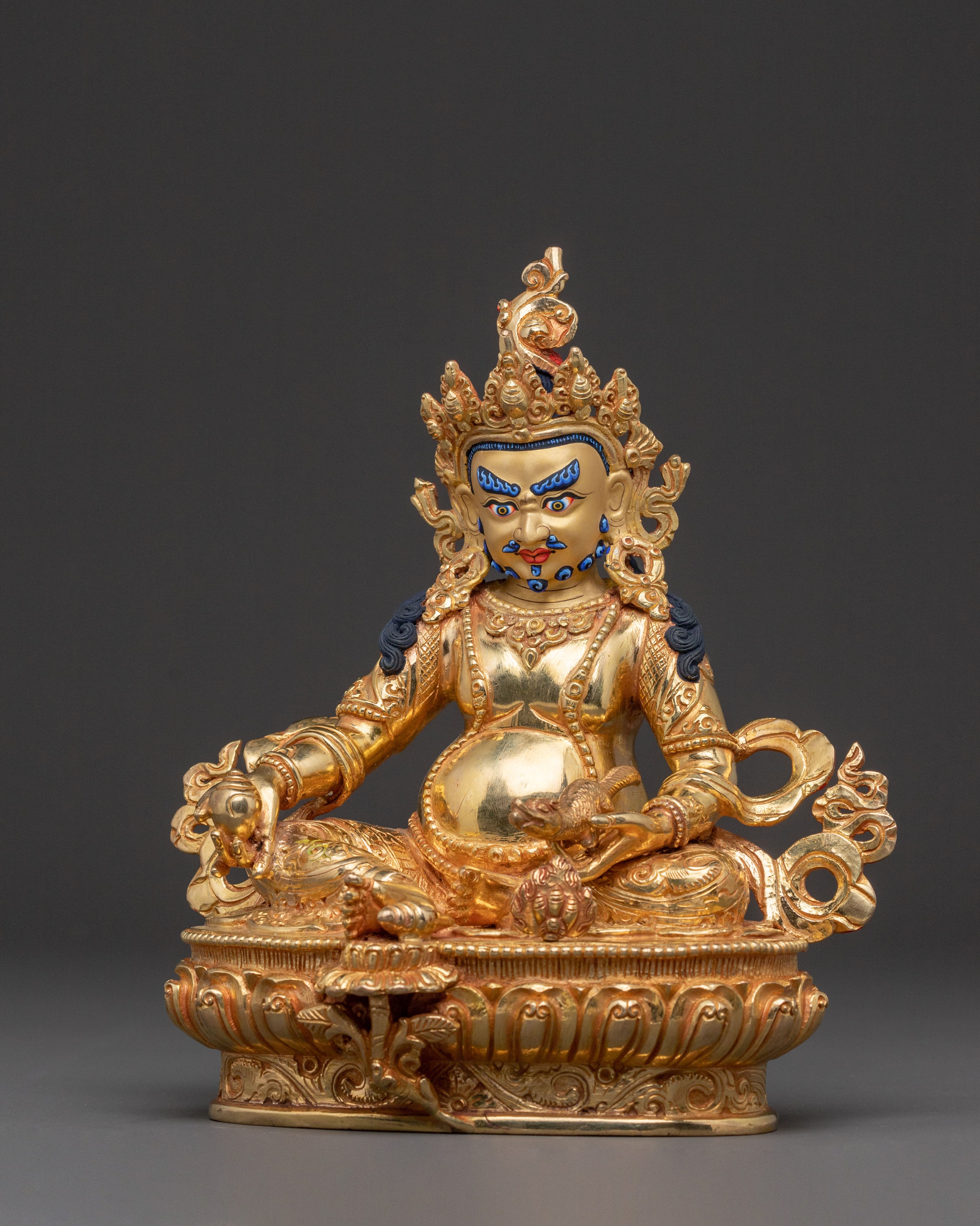 24K Gold Gilded Guardian Dzambhala Prosperity Statue