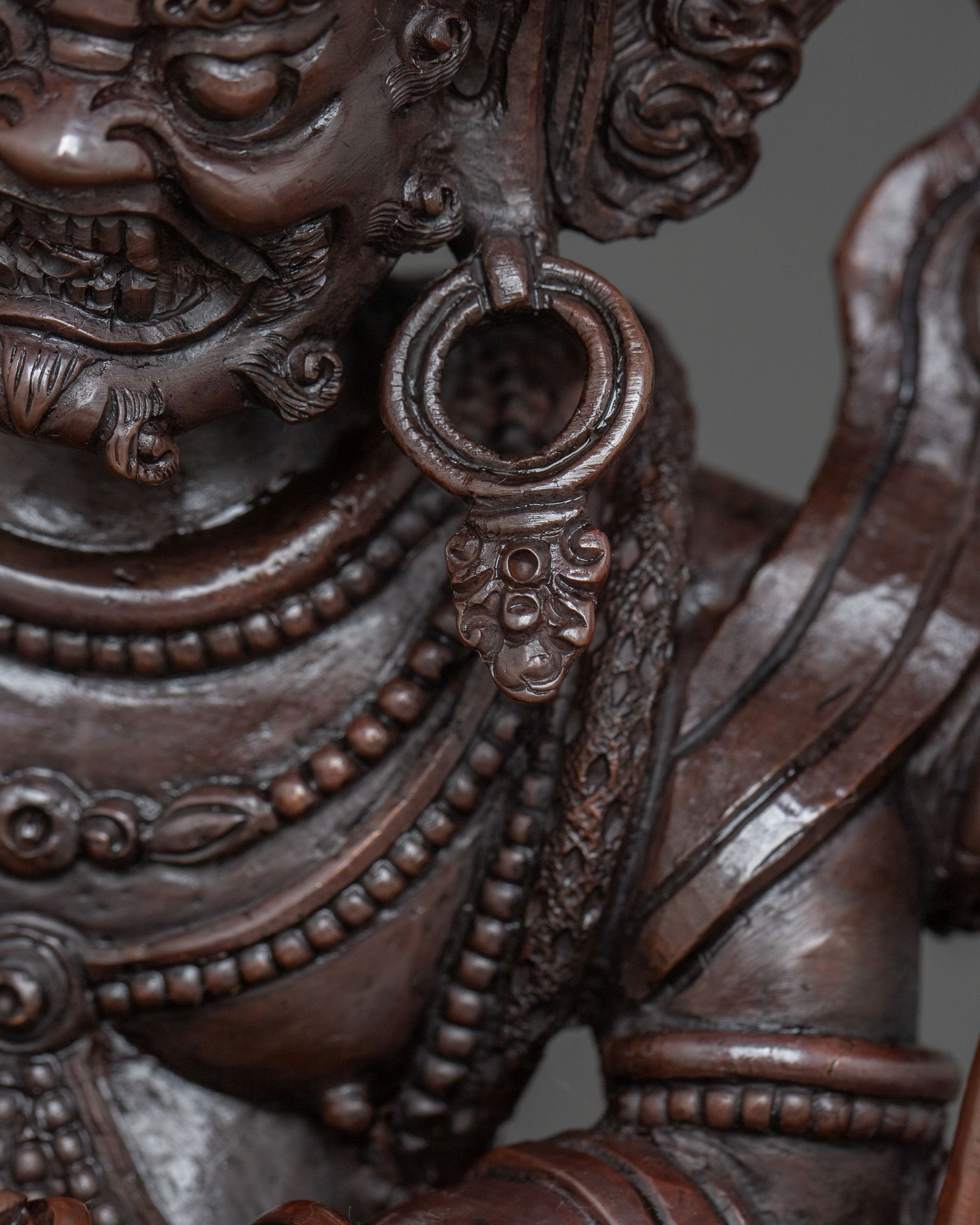 Four Armed Mahakala Statue in Oxidized Copper