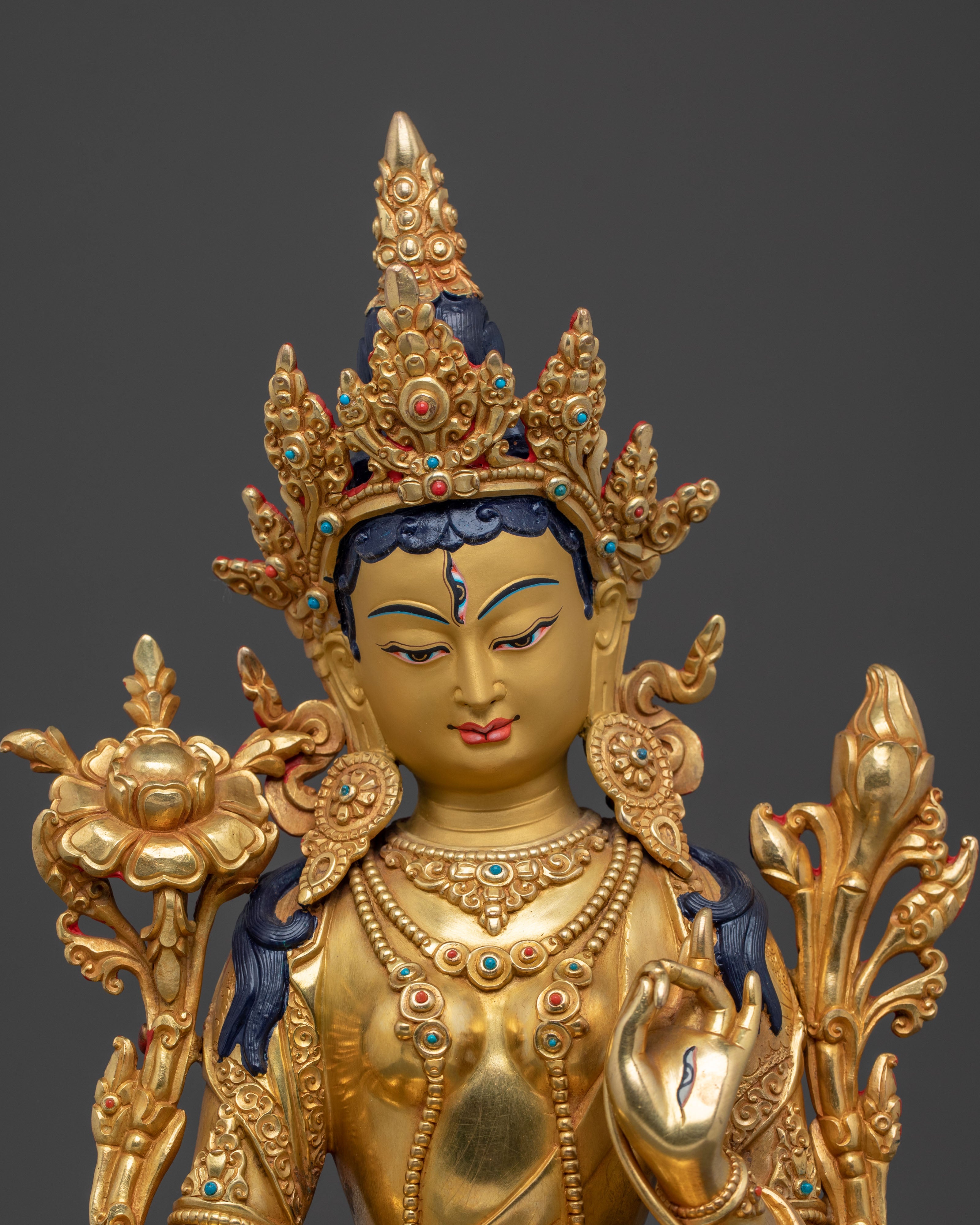 White Tara Golden Statue | Handcrafted Serenity
