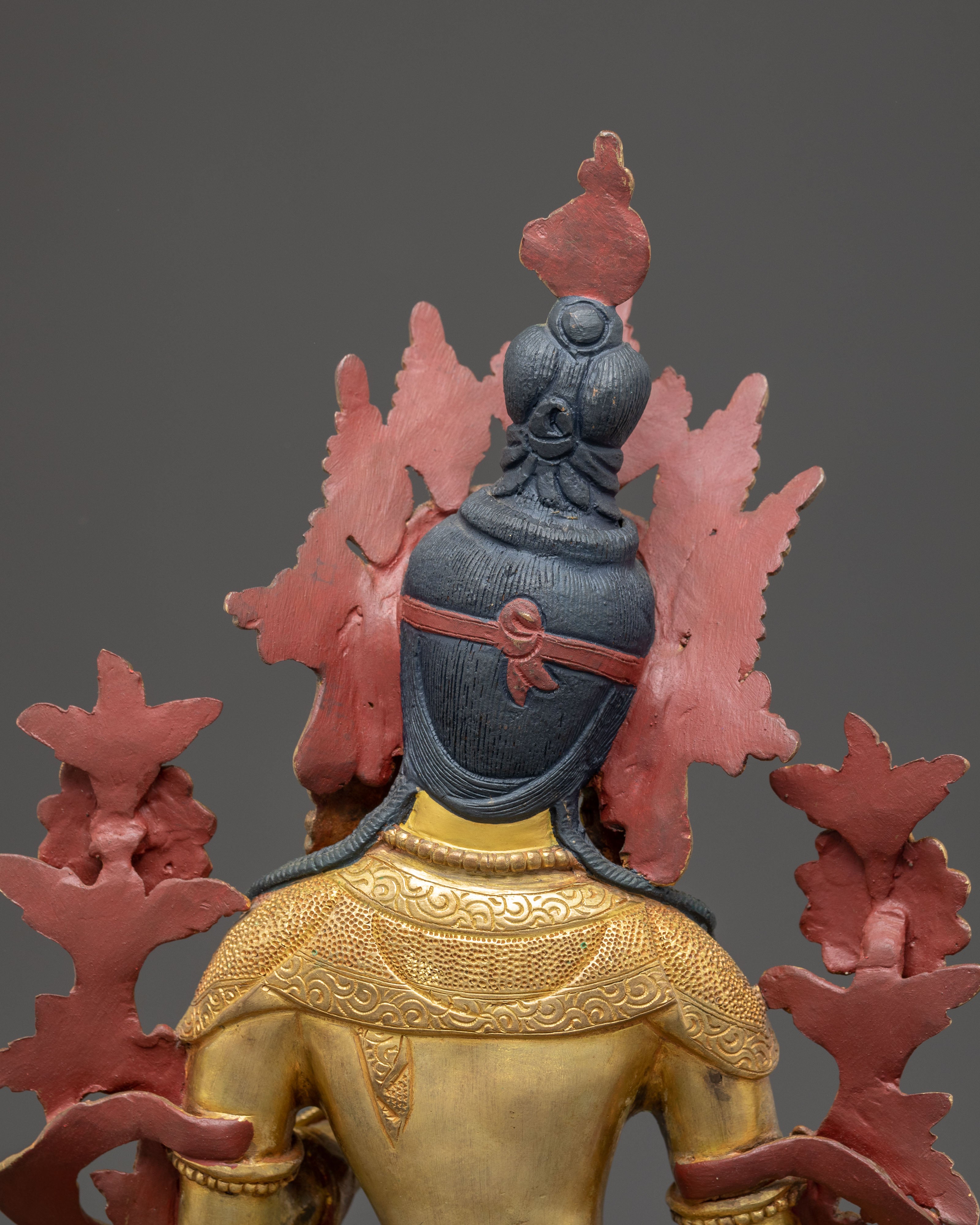 Handmade Green Tara Copper Body Statue | Spiritual Decor