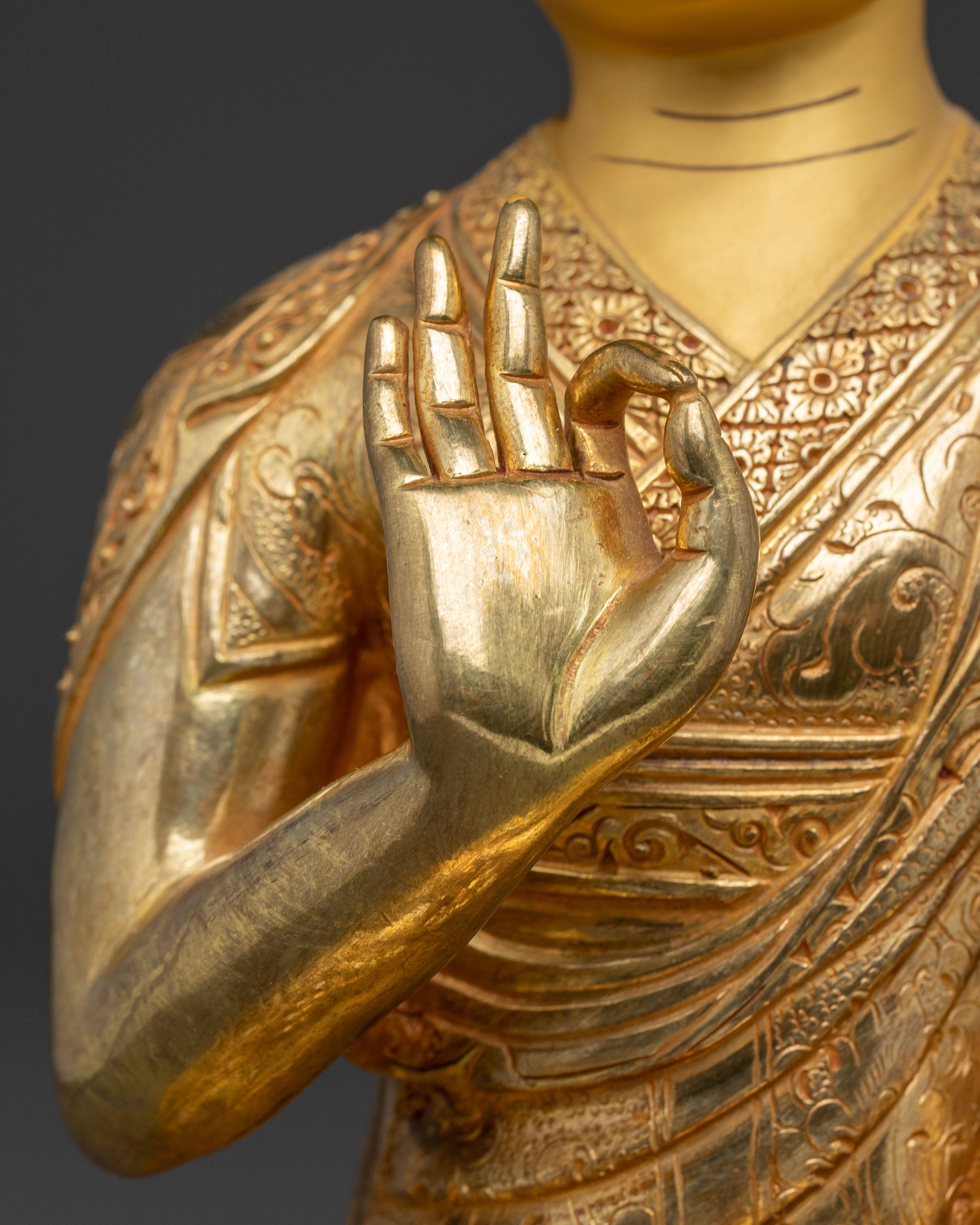 Tsongkhapa Golden Statue Set | Three Great Masters of Gelugpa