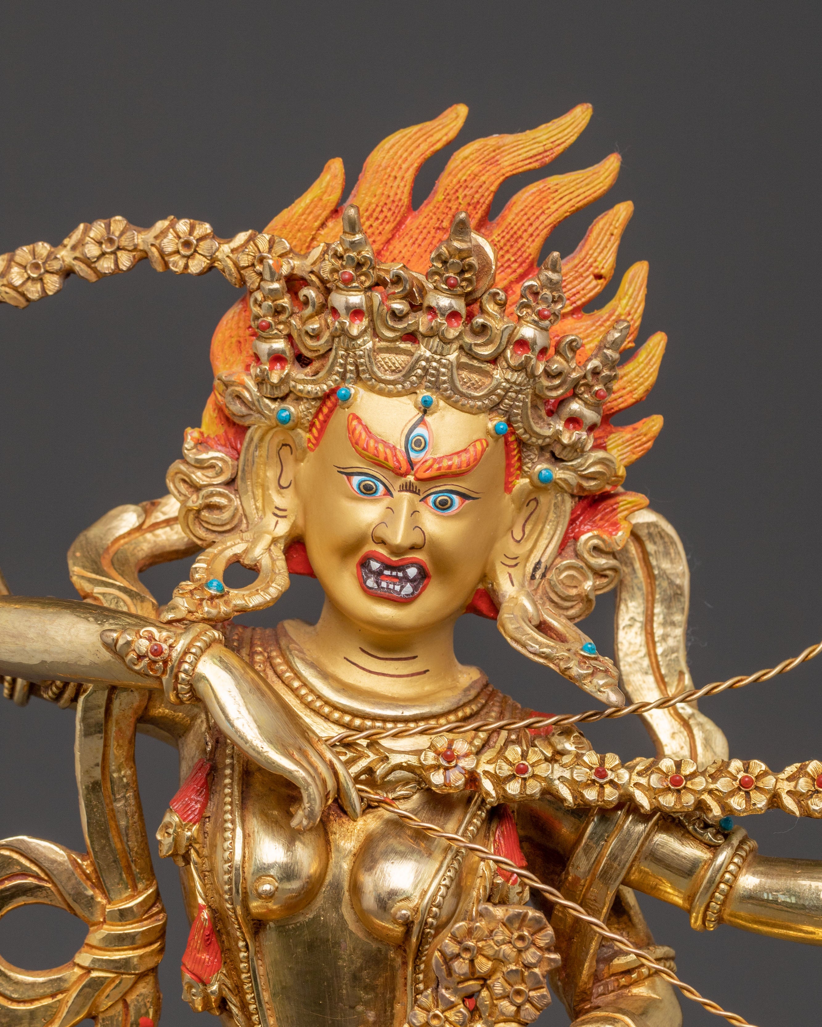 Golden Kurukulla Handmade Statue | Tibetan Buddhist Figurine